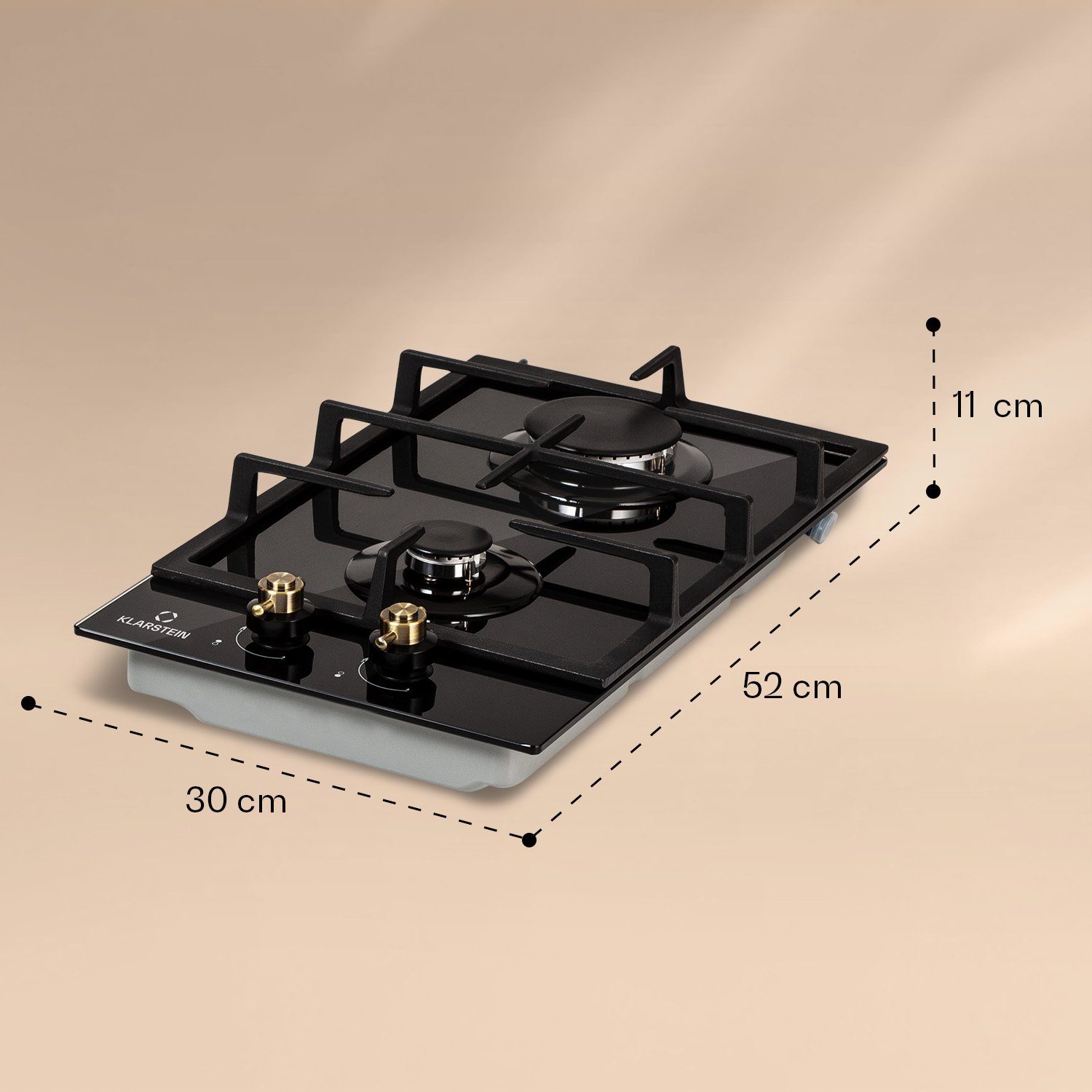 Einbaukochfeld Platten Gas-Kochfeld DSM-Victoria-D-BK, Gas Herdplatte DSM-Victoria-D-BK Einbau 2 Klarstein Kochfeld Kochplatte