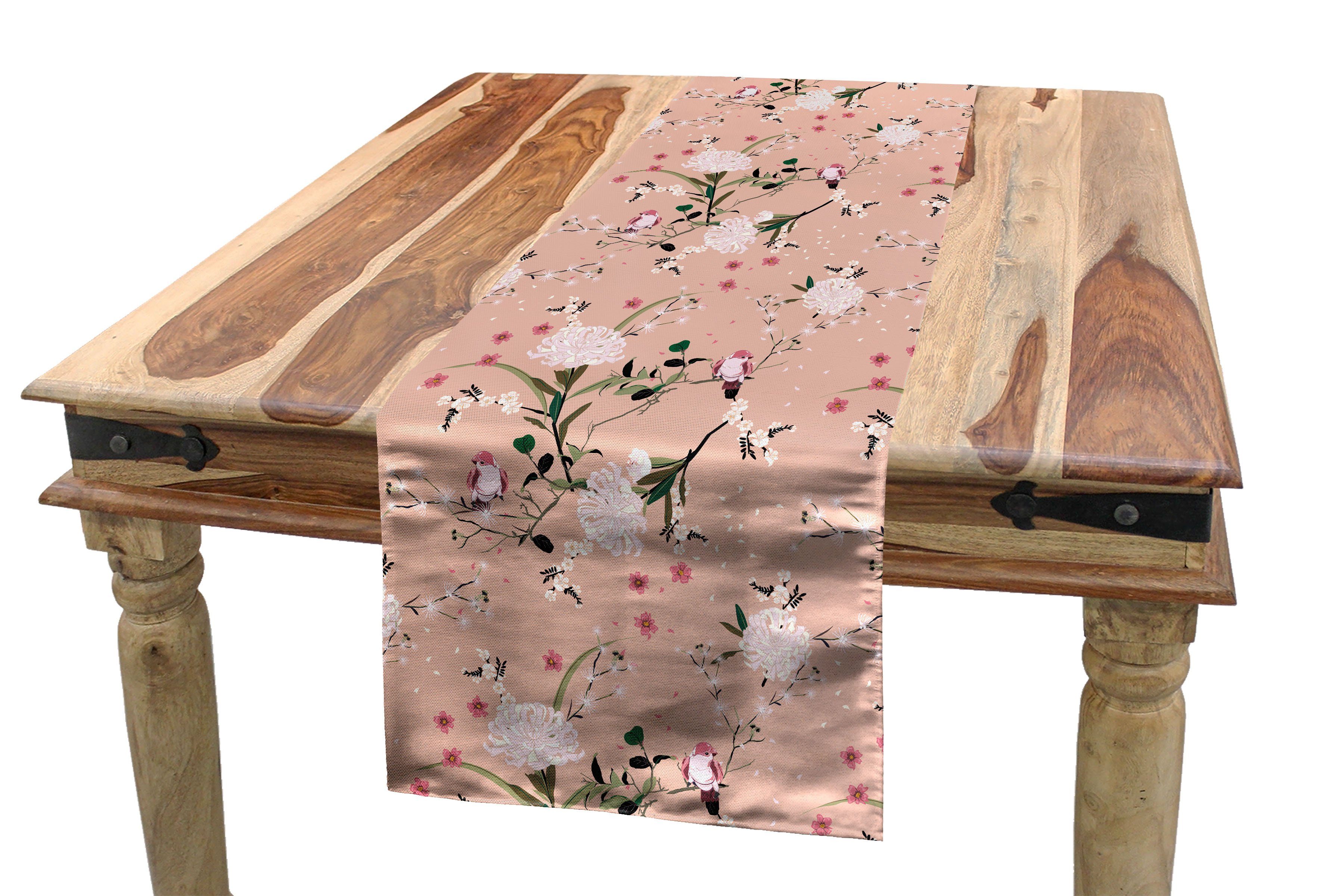 Abakuhaus Tischläufer Esszimmer Küche Rechteckiger Dekorativer Tischläufer, Jahrgang Blooming Oriental Garden