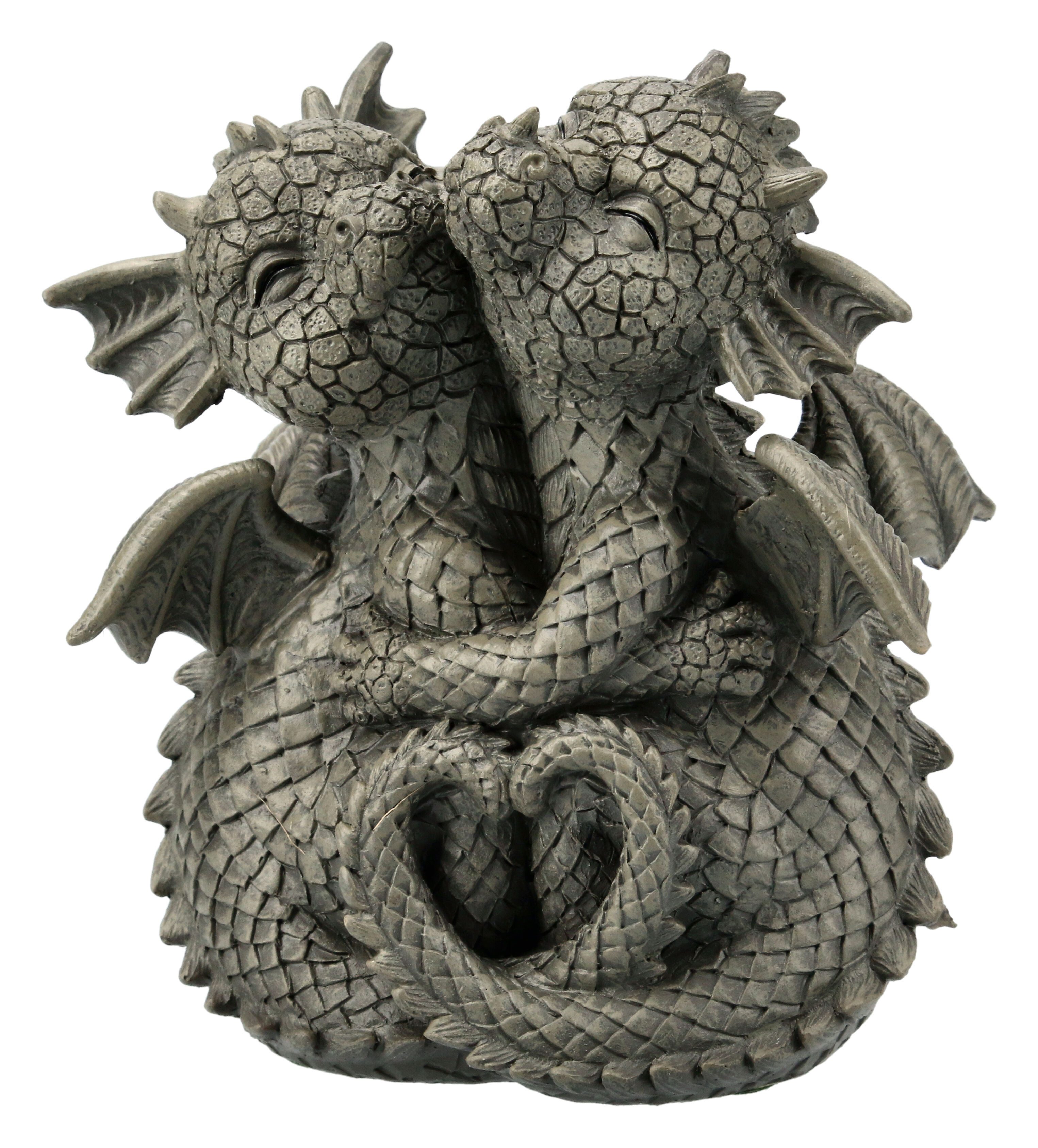 Figuren Shop GmbH Gartenfigur Kleine Gartenfigur - Drachen Paar - Fantasy Dekofigur Garten