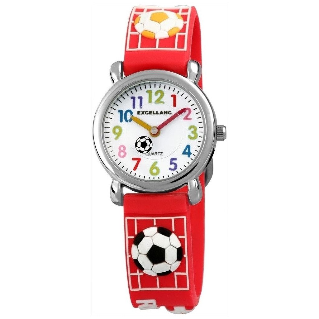 EXCELLANC Quarzuhr Fußball, silberfarbig, Mineralglas, Kinder Armbanduhr