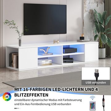 MODFU TV-Schrank TV-Lowboard mit LED-Beleuchtung, Fernsehtisch