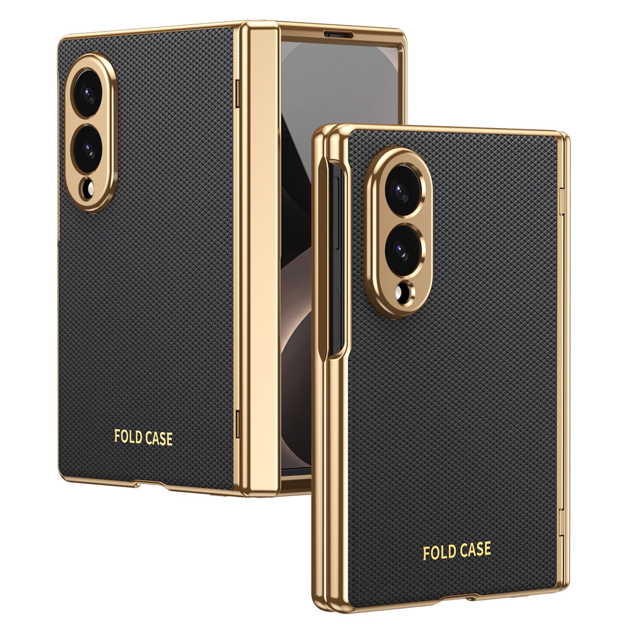 Wigento Handyhülle Klapphülle + H9 Display Glas Samsung Galaxy Z Fold8 5G Schwarz 7,60 Zoll und 5,40 Zoll, Kamera Lisen Schutz