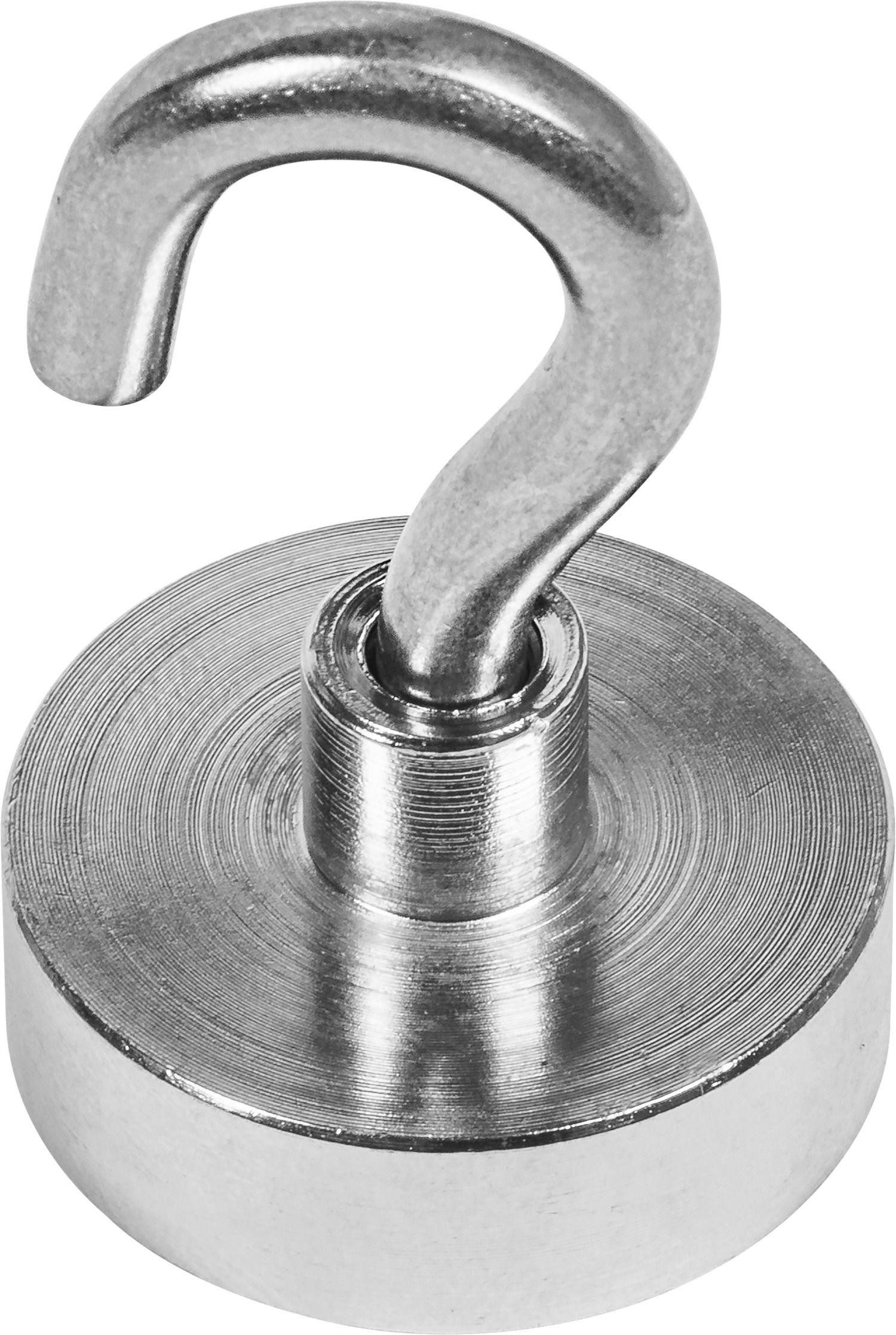 Conmetall Meister Magnethalter Topfmagnet mit Schraubhaken Neodym 25 x 8 mm 21 kg (1-St), mit Innengewinde und Schraubhaken