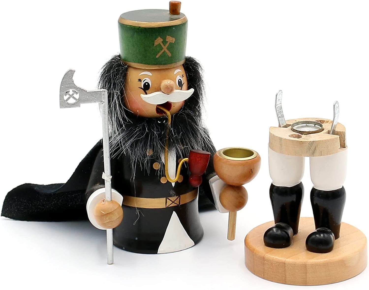 Dekoteam24 Räuchermännchen Räucherfigur - Bergmann mit Umhang u. Lichthalter - 9x6x17cm – Bild 4 von 5