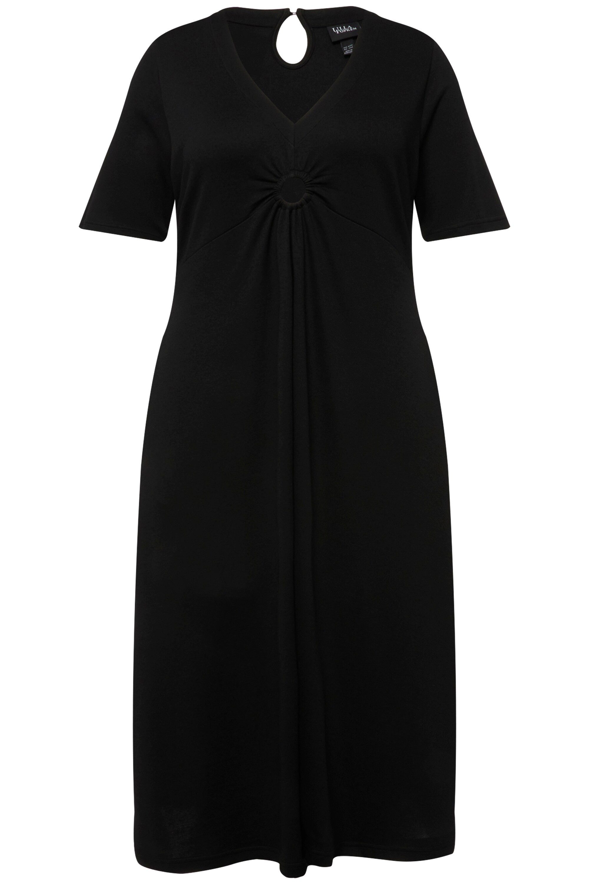 Ulla Popken Midikleid Jersey-Midikleid A-Linie V-Ausschnitt günstig online kaufen