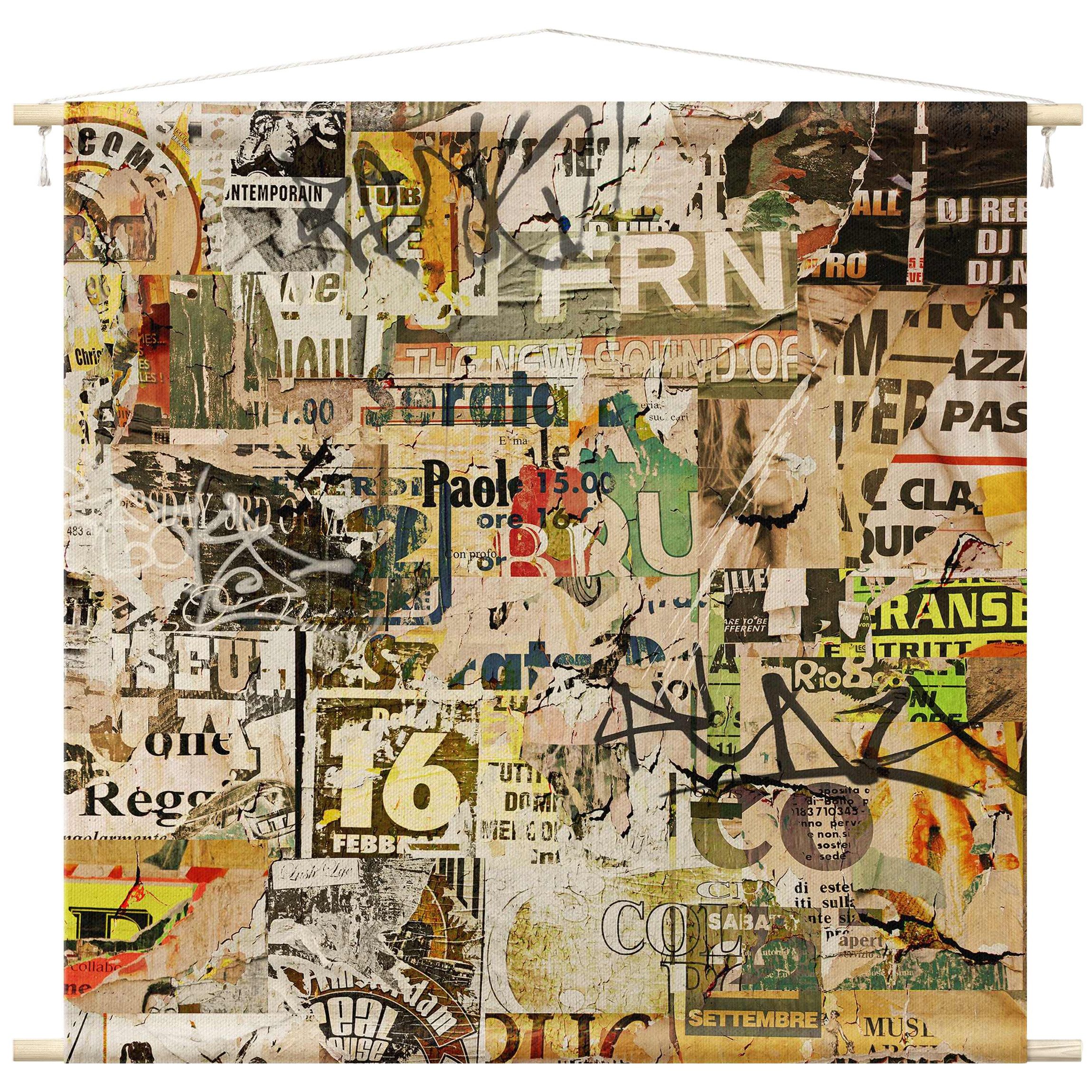 Bilderdepot24 Wandteppich modern Sprüche Buchstaben Street Art bunt, quadratisch, Höhe: 2.6 mm, großes Wandbild aus Natur-Baumwolle Wandbehang Stoffbild Tuch Wollseil