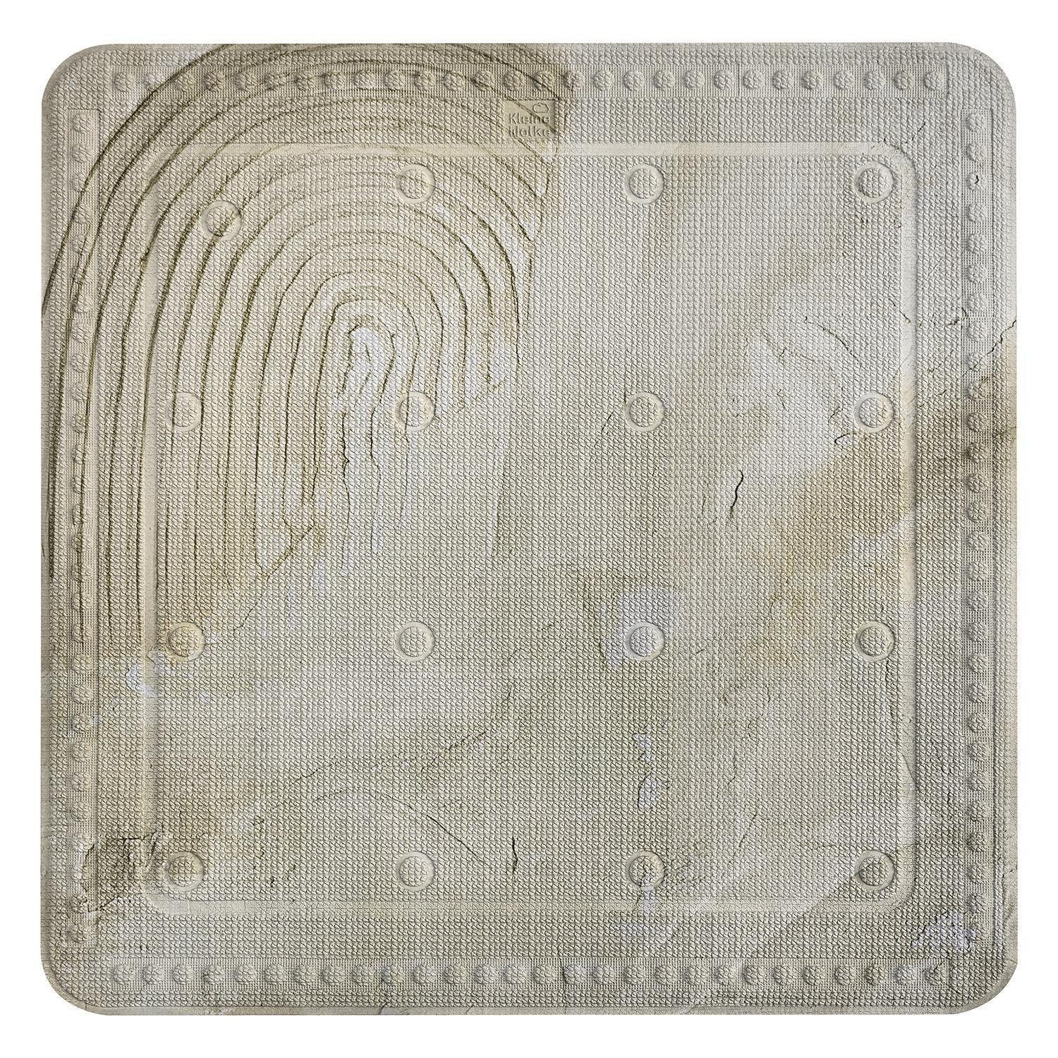 Kleine Wolke Duscheinlage ART, Beige, PVC, waschbar 40°C, Quadratisch, B: 55 cm, L: 55 cm, 1-tlg., mit Saugnäpfen, Rutschhemmend, Linienmuster