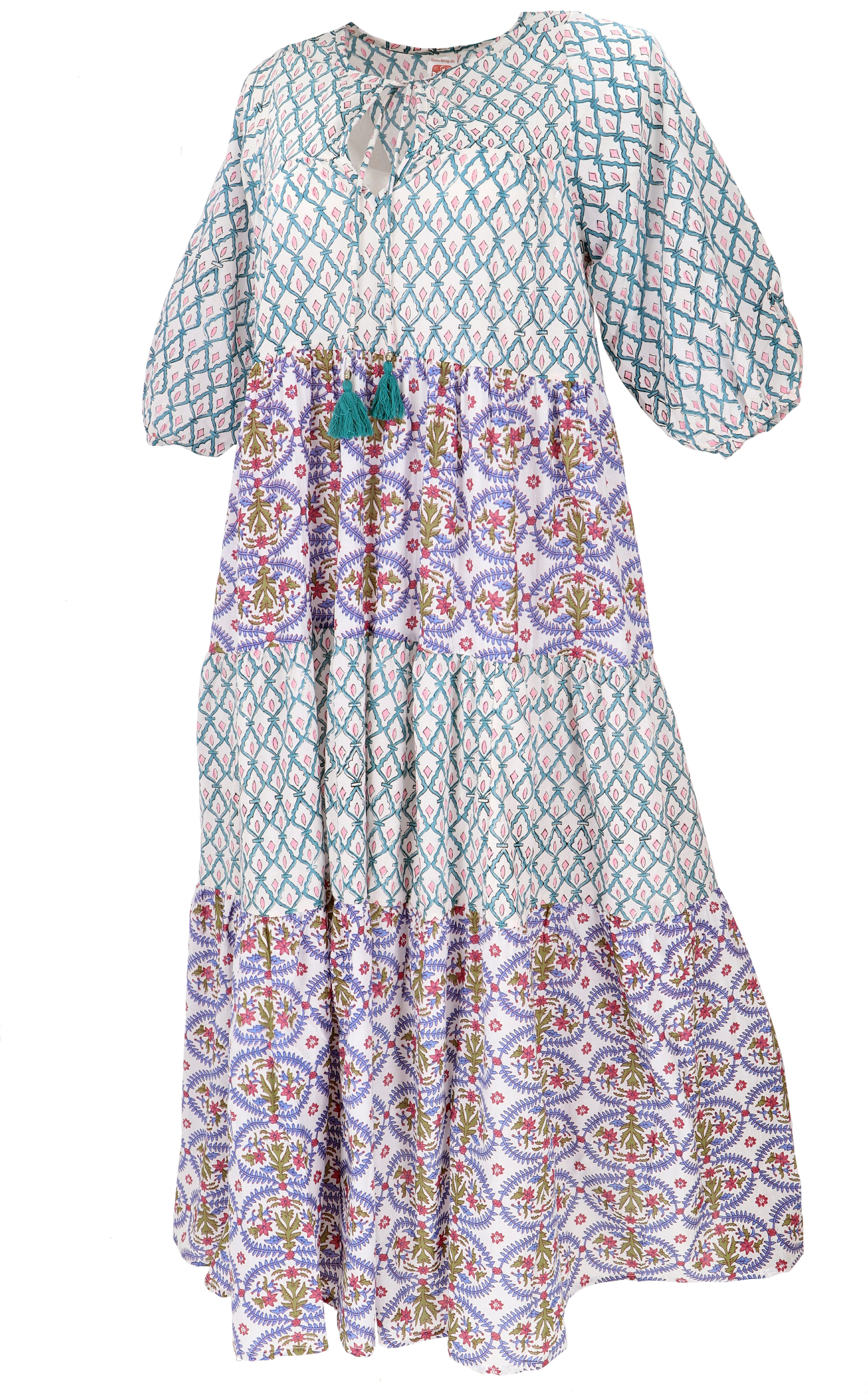 Guru-Shop Midikleid Boho Baumwoll Maxikleid, gestuftes günstig online kaufen