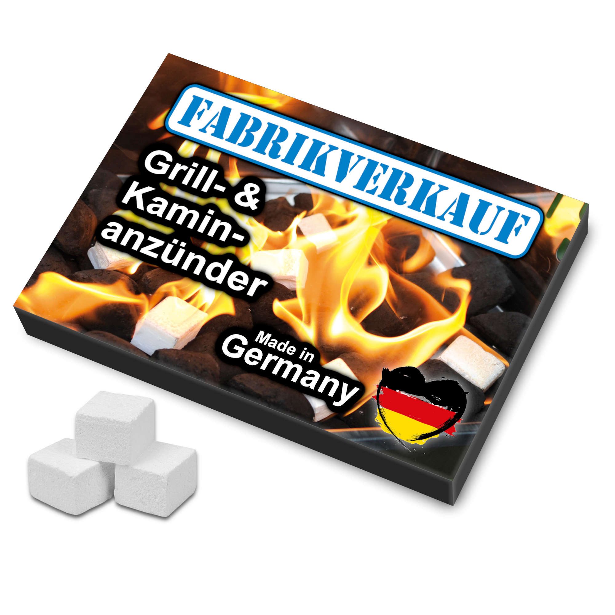 Fabrikverkauf Grillanzünder Anzündwürfel (24x48=1152 Würfel), Kaminanzünder, Grillanzünder, (24-St), Lange Brenndauer, Geruchsarm