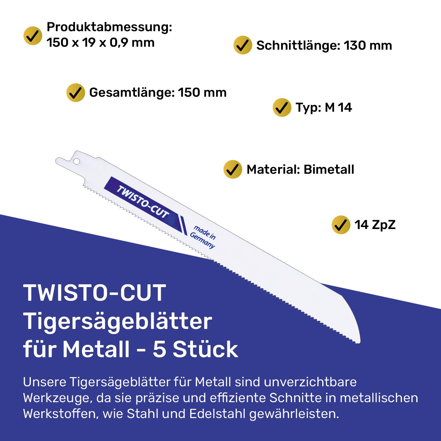 TWISTO-CUT Säbelsägeblatt Tigersägeblätter für Metall, 14 günstig online kaufen
