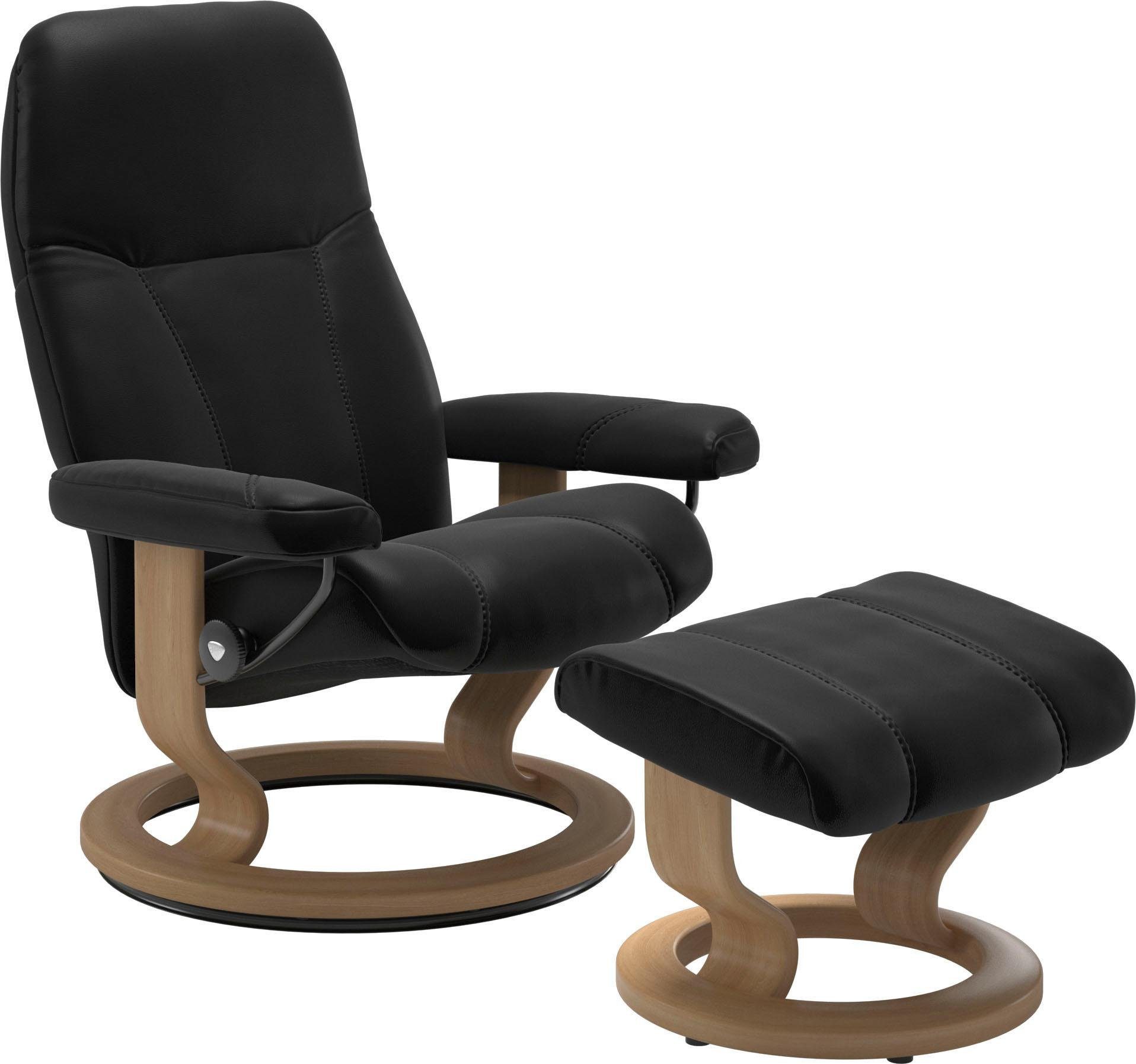 Stressless® Relaxsessel Consul (Set, Relaxsessel mit Hocker), mit Hocker, mit Classic Base, Größe S, Gestell Eiche