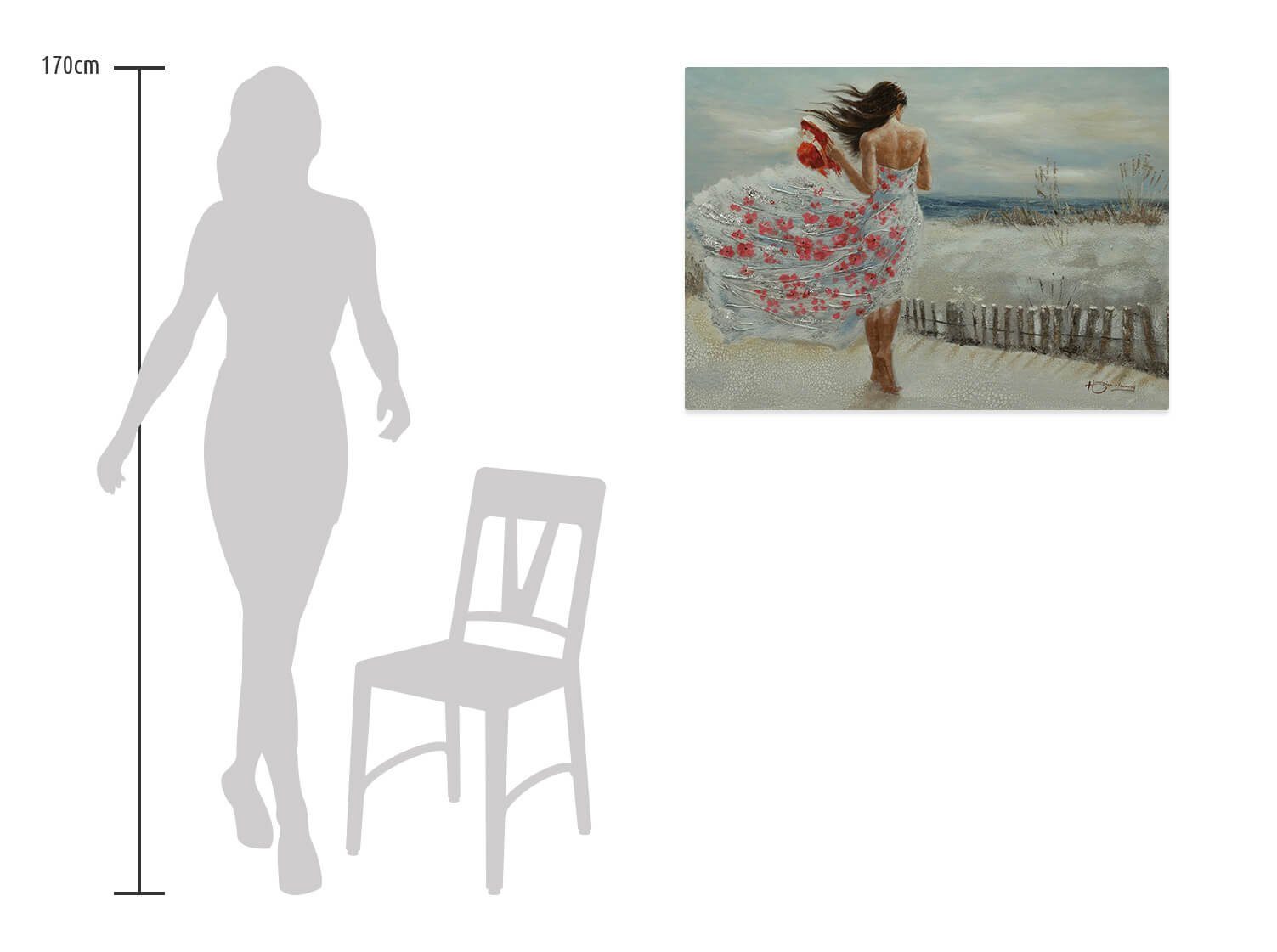 KUNSTLOFT Gemälde Umhüllender Wind 100x70 cm, Leinwandbild 100% HANDGEMALT Wandbild Wohnzimmer