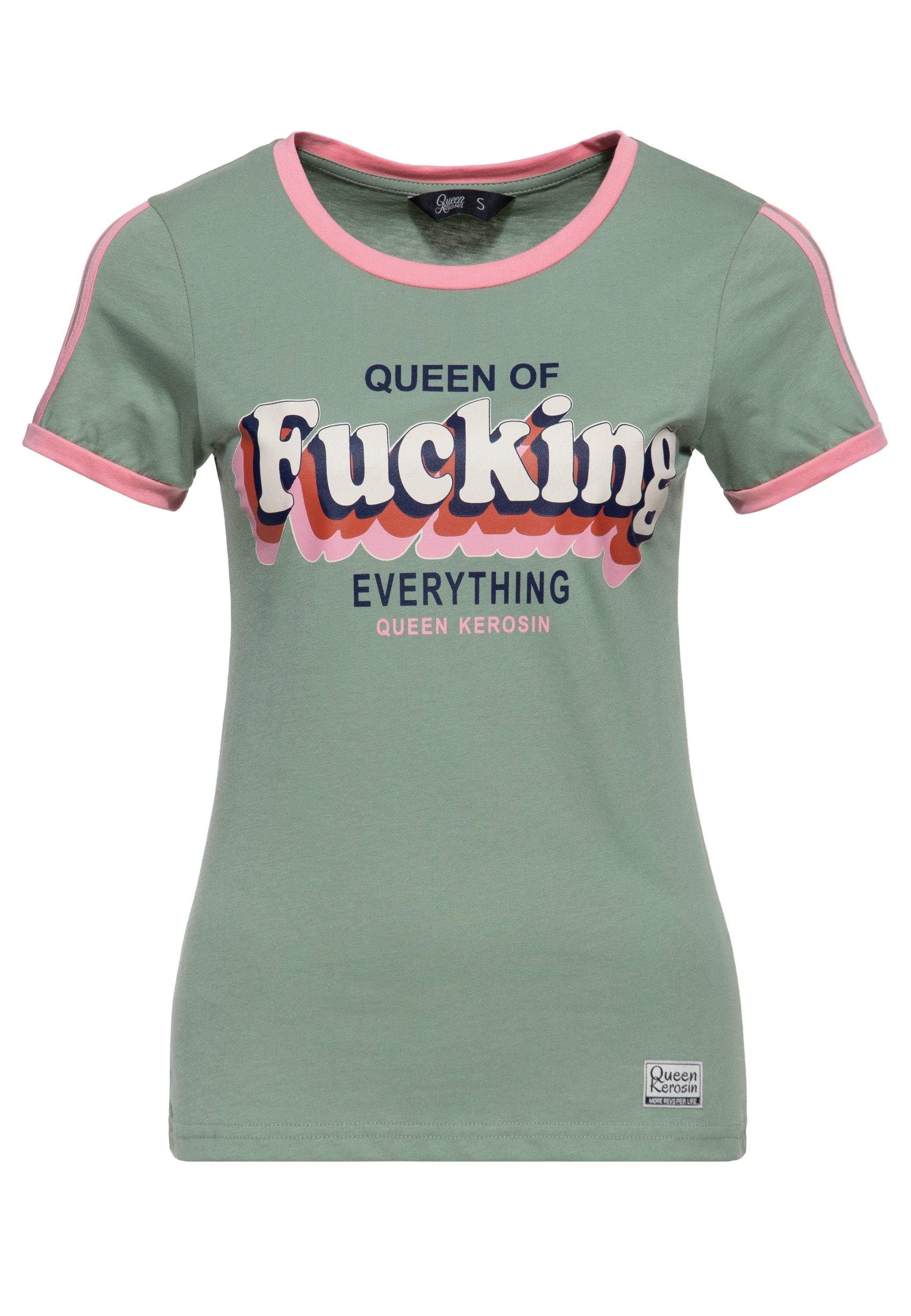 QueenKerosin Print-Shirt Queen Of Fucking Everything (1-tlg) im Retro-Design