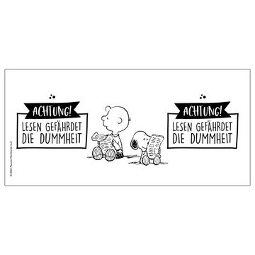 United Labels® Tasse The Peanuts Tasse Snoopy - Lesen Kaffeetasse Gelb Weiß 320 ml, Keramik