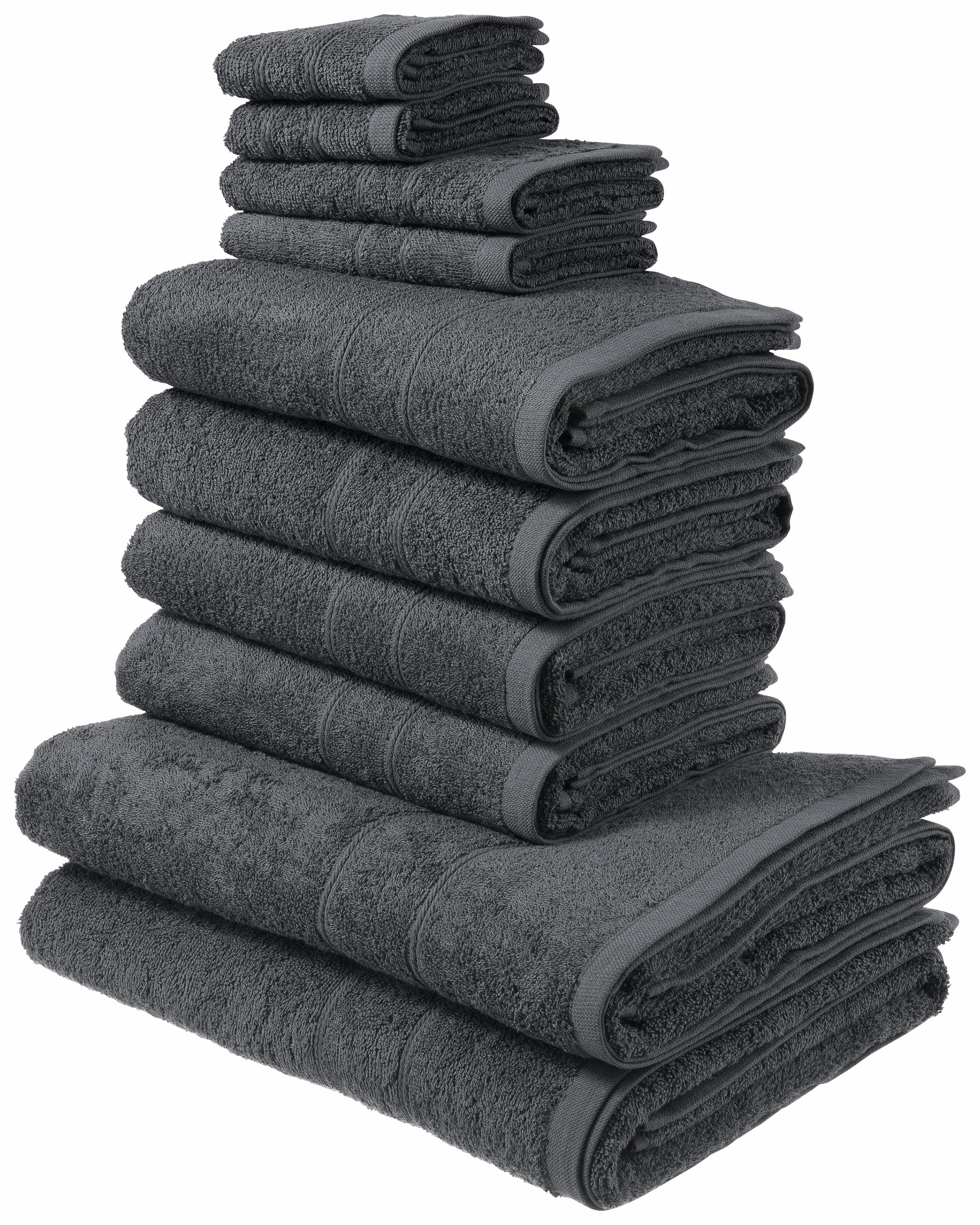 OTTO home Handtuch Set Inga, 3 Qualitäten, Duschtücher, Handtücher, Gästetücher, Seiftücher, Walkfrottier (10-St), Handtücher mit feiner Bordüre, 100% Baumwolle