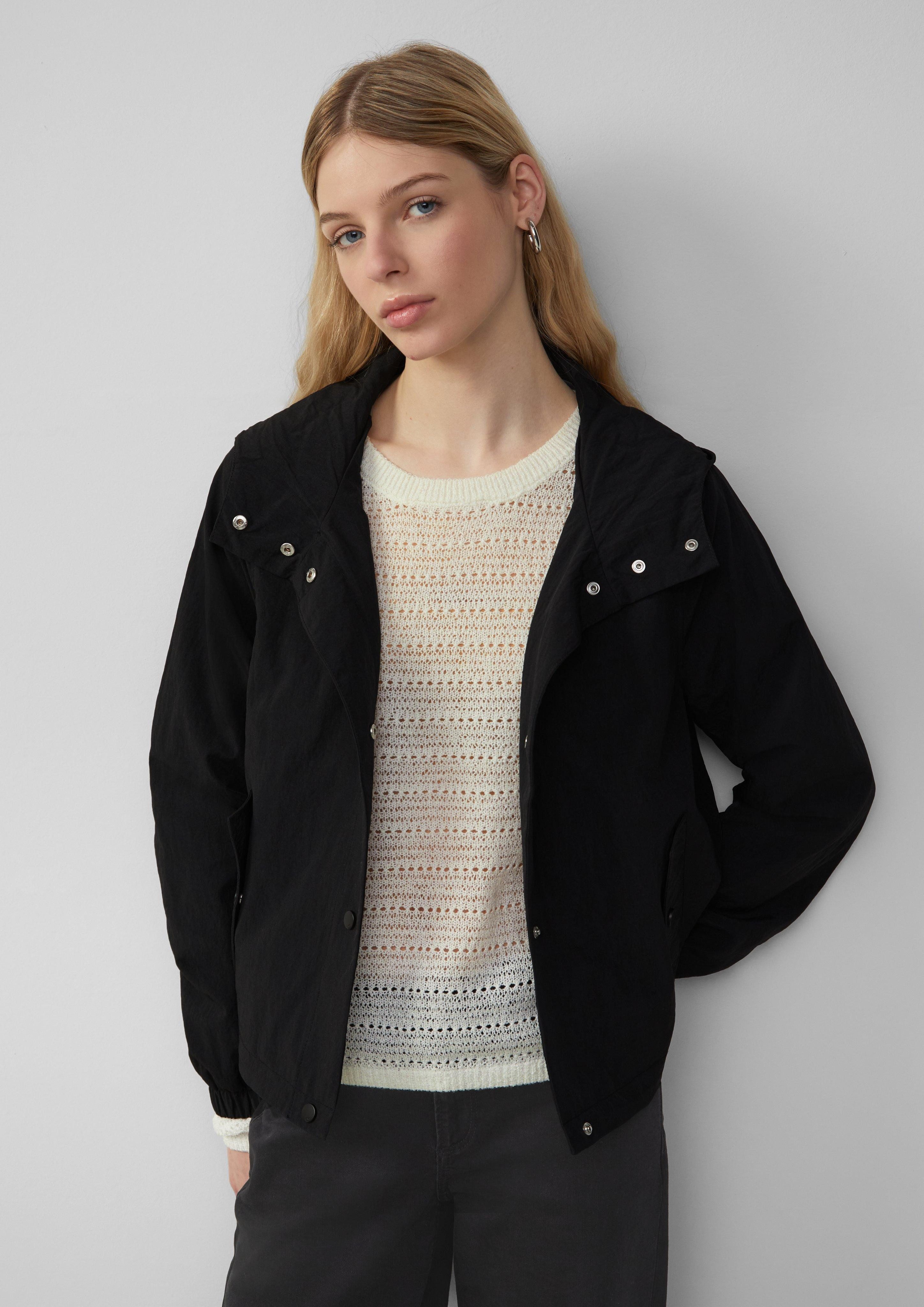 Outdoorjacke Nylon-Jacke mit Kapuze und verstellbarem Saum