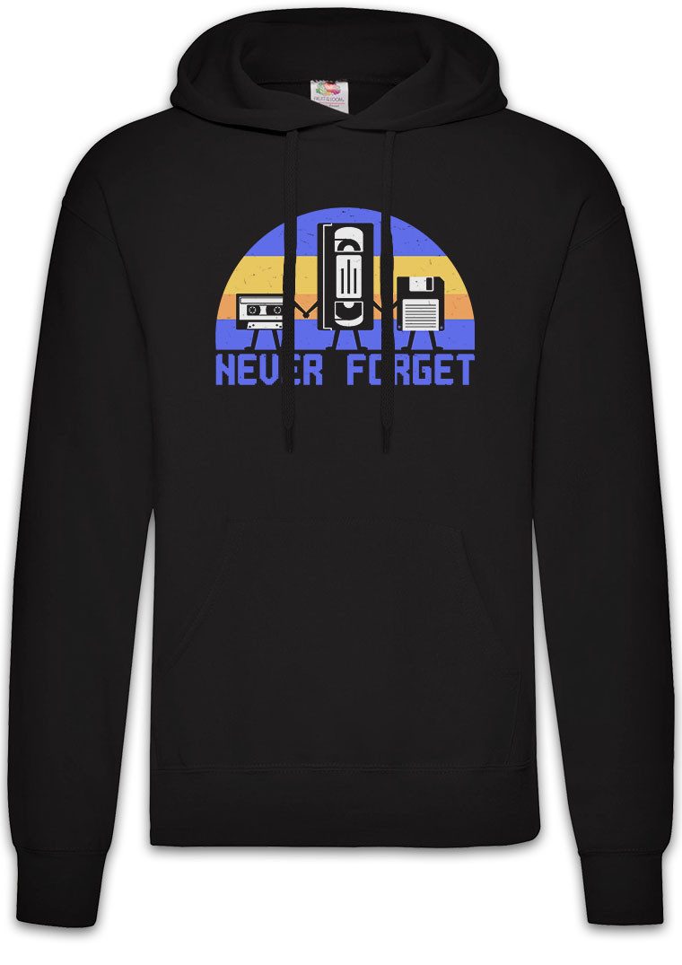 Hoodie Never Forget Retro Media B Herren Hoodie MC Kassette Video VHS Floppy