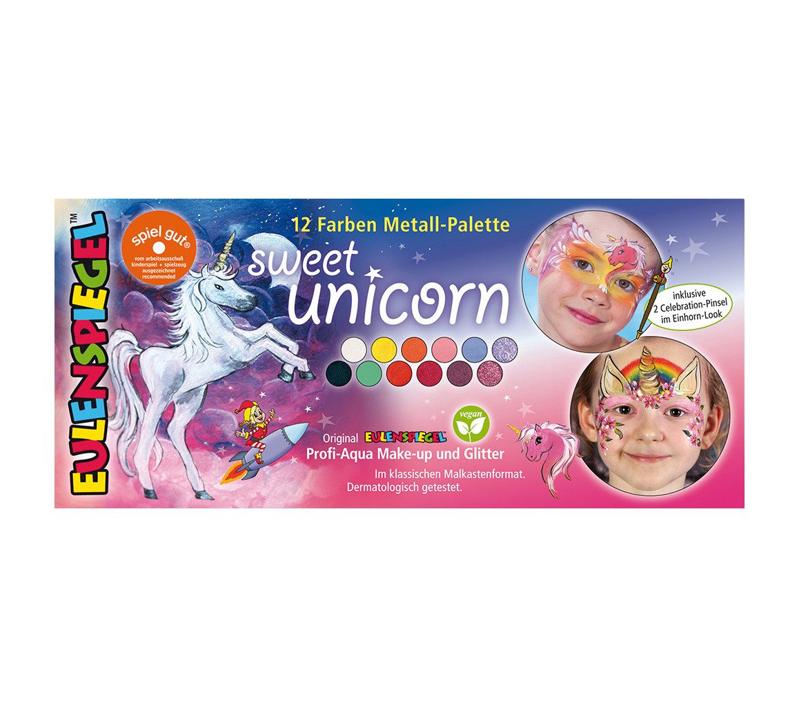 Eulenspiegel Theater Schminkpalette Eulenspiegel Metall-Palette Einhorn Sweet Unicorn (1-tlg), Qualitätsprodukt 'Made in Germany', dermatologisch getestet