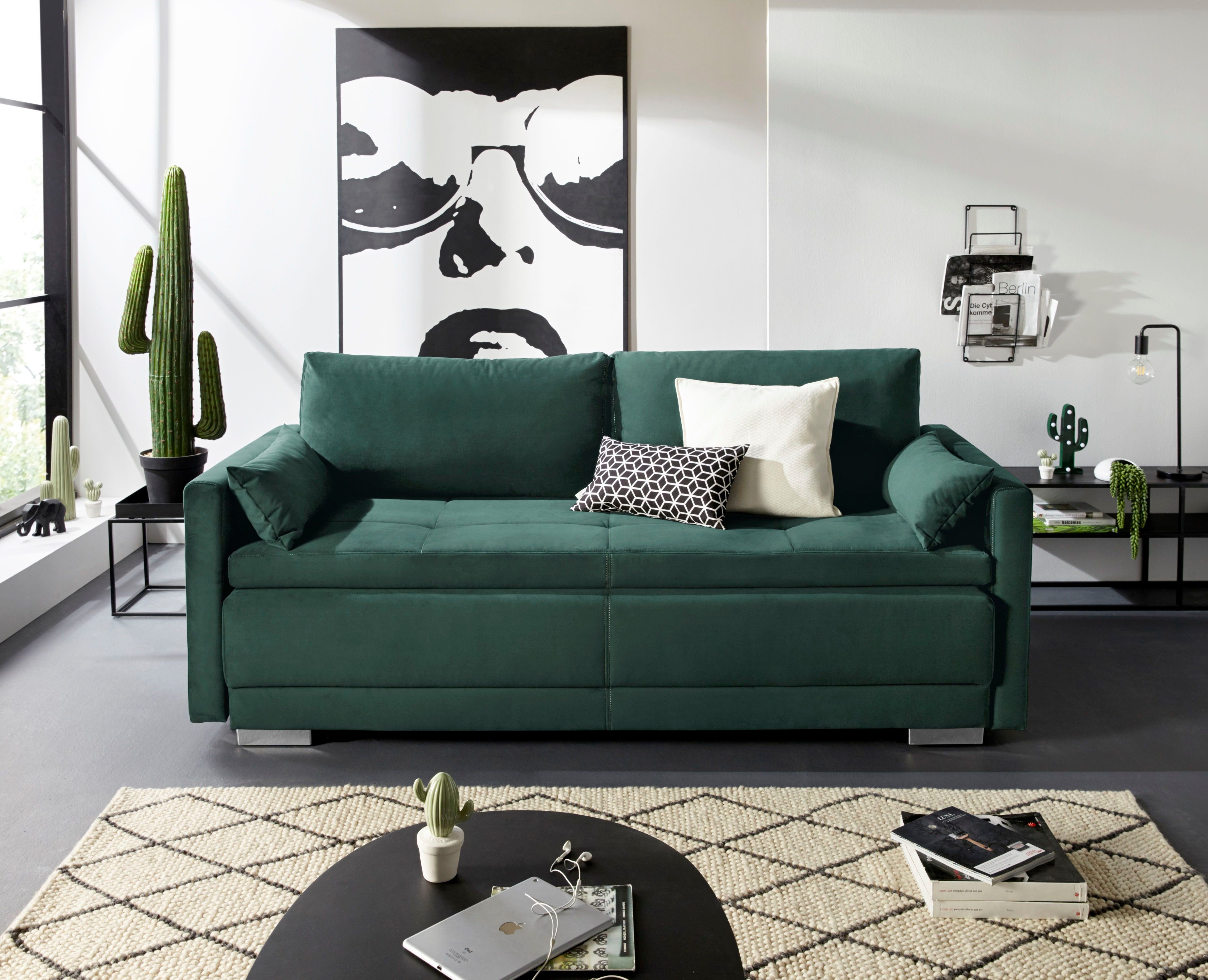 INOSIGN Schlafsofa Berlin, mit Boxspringaufbau, Bettfunktion & Bettkasten, Dauerschlafsofa