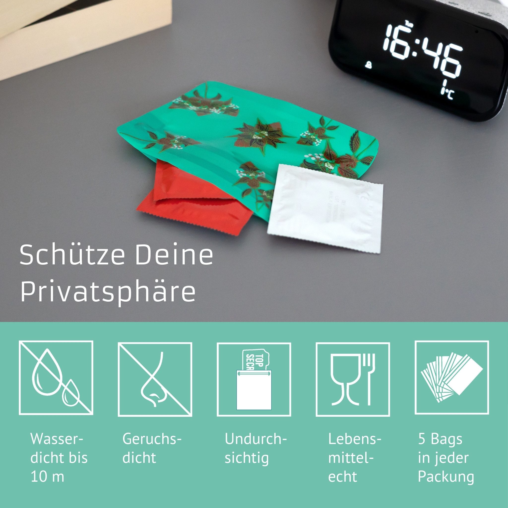 Noaks Packsack Noags Bag, Flower, wasserdicht, geruchsdicht, undurchsichtig