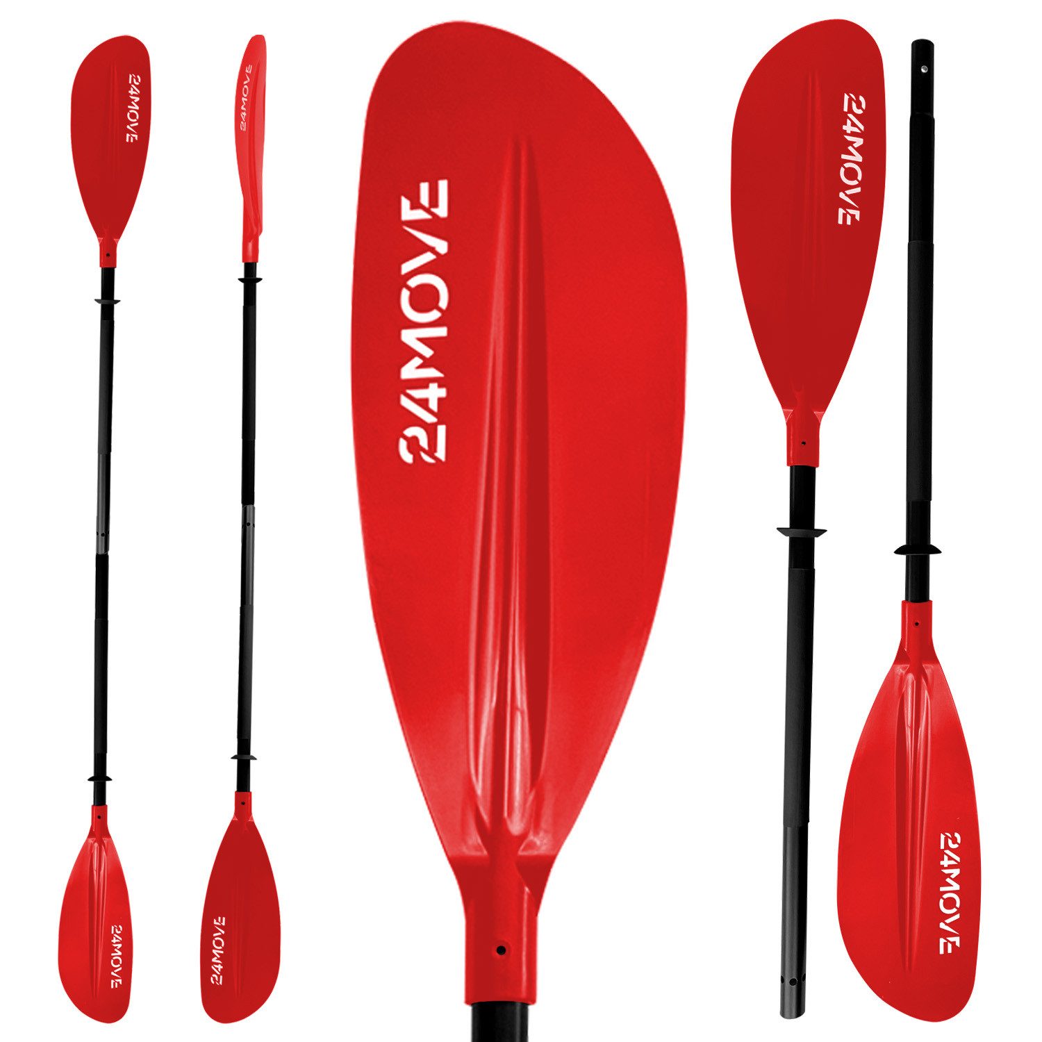 24Move Doppelpaddel, Stand Up Paddle Aluminium SUP-Paddel, (Winkelverstellung, universell einstellbar, verstellbar, 2-teilig, SUP-Paddel), für Paddelboards, Kajakboot und Ruderboot