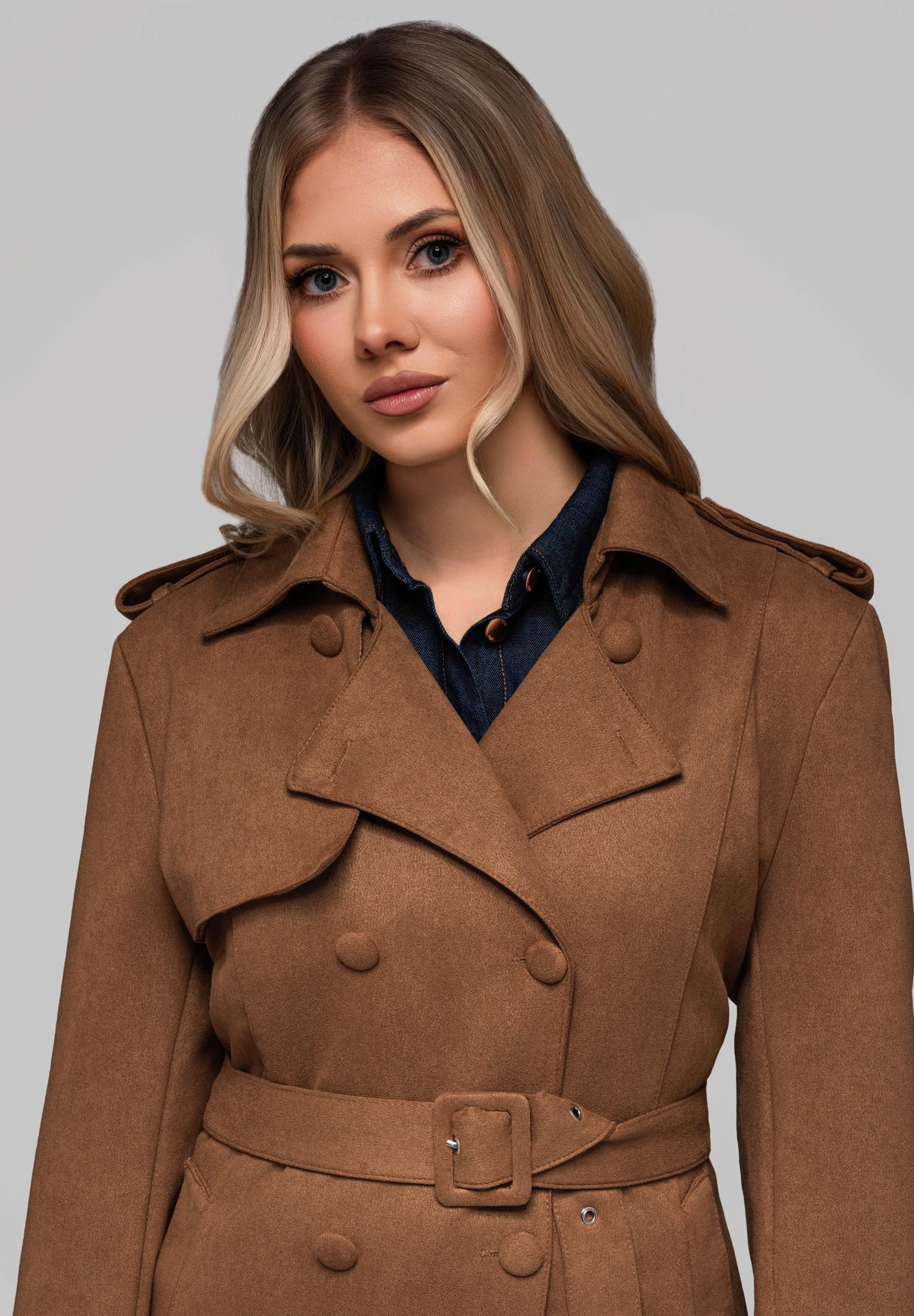 OMBRE Trenchcoat Eleganter Damen-Trenchcoat mit Gürtel Klassischer Damen-Trenchcoat