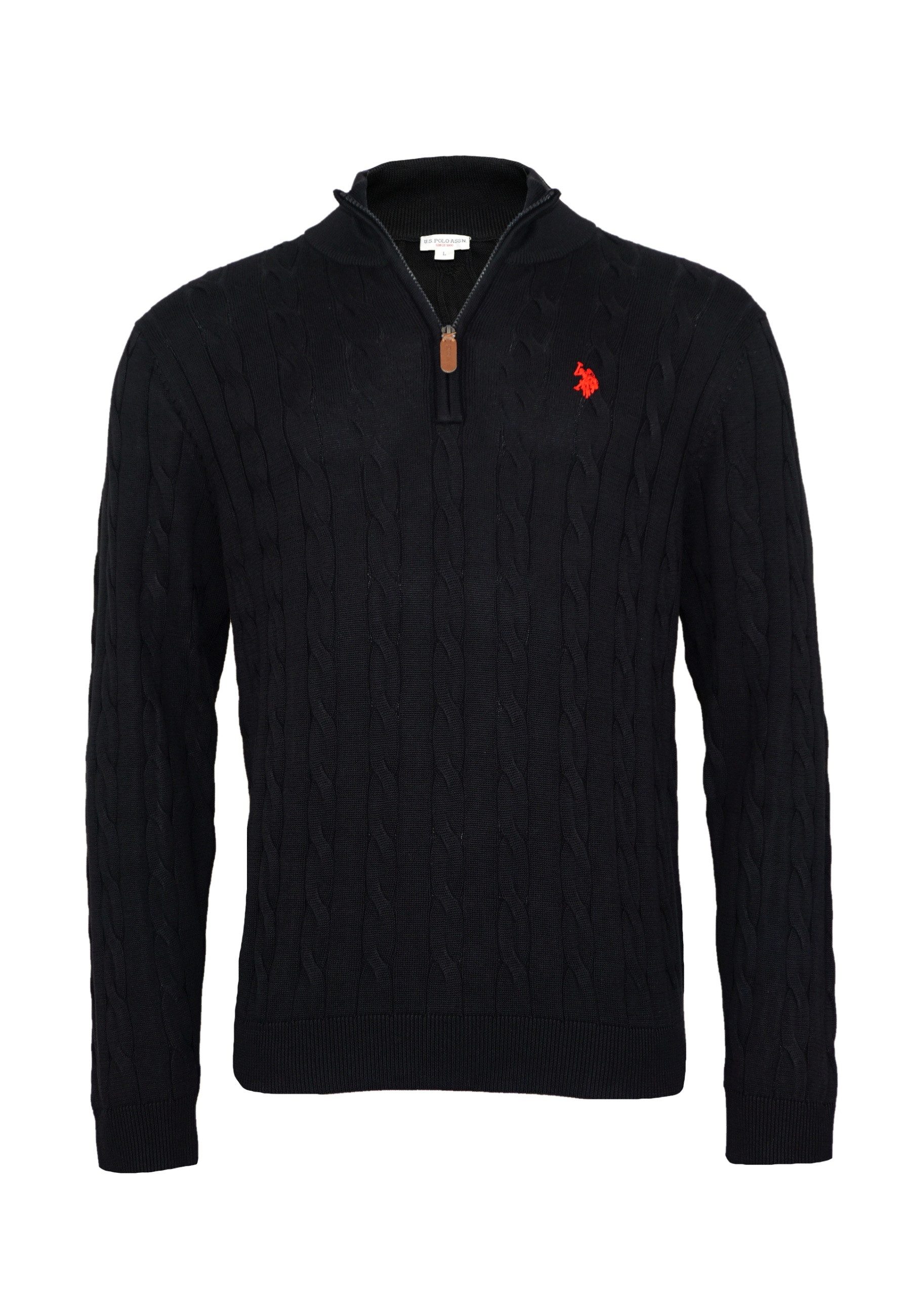 U.S. Polo Assn. Strickpullover Pullover Troyer Half Zip Zopfmuster (1-tlg) günstig online kaufen