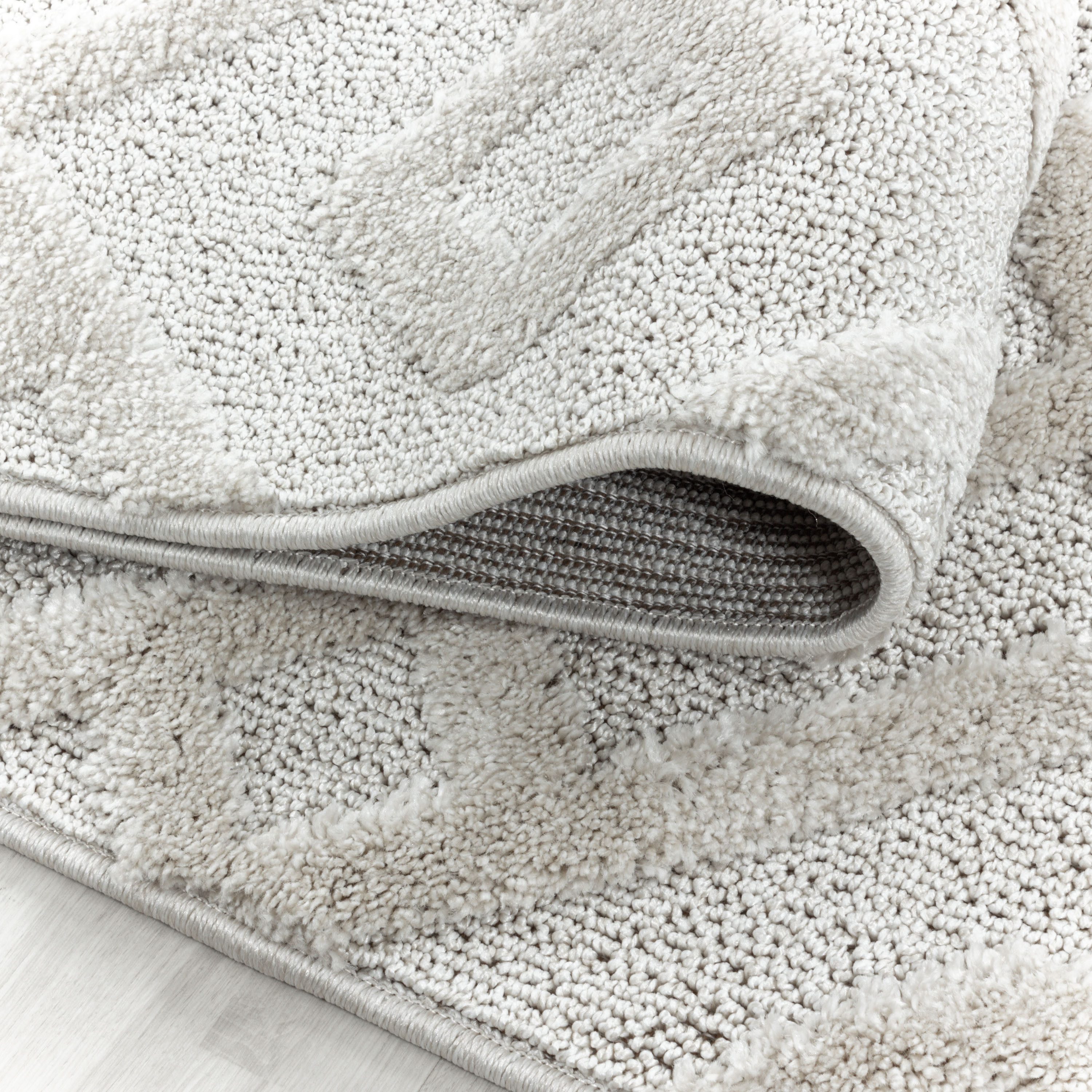 Carpettex Hochflor-Bettumrandung Geometrisch Design, Höhe 20 mm, (Bett-Set, 3-tlg., Bettvorlage), Schlafzimmer Teppich Bettumrandung Läufer Set 3 teilig
