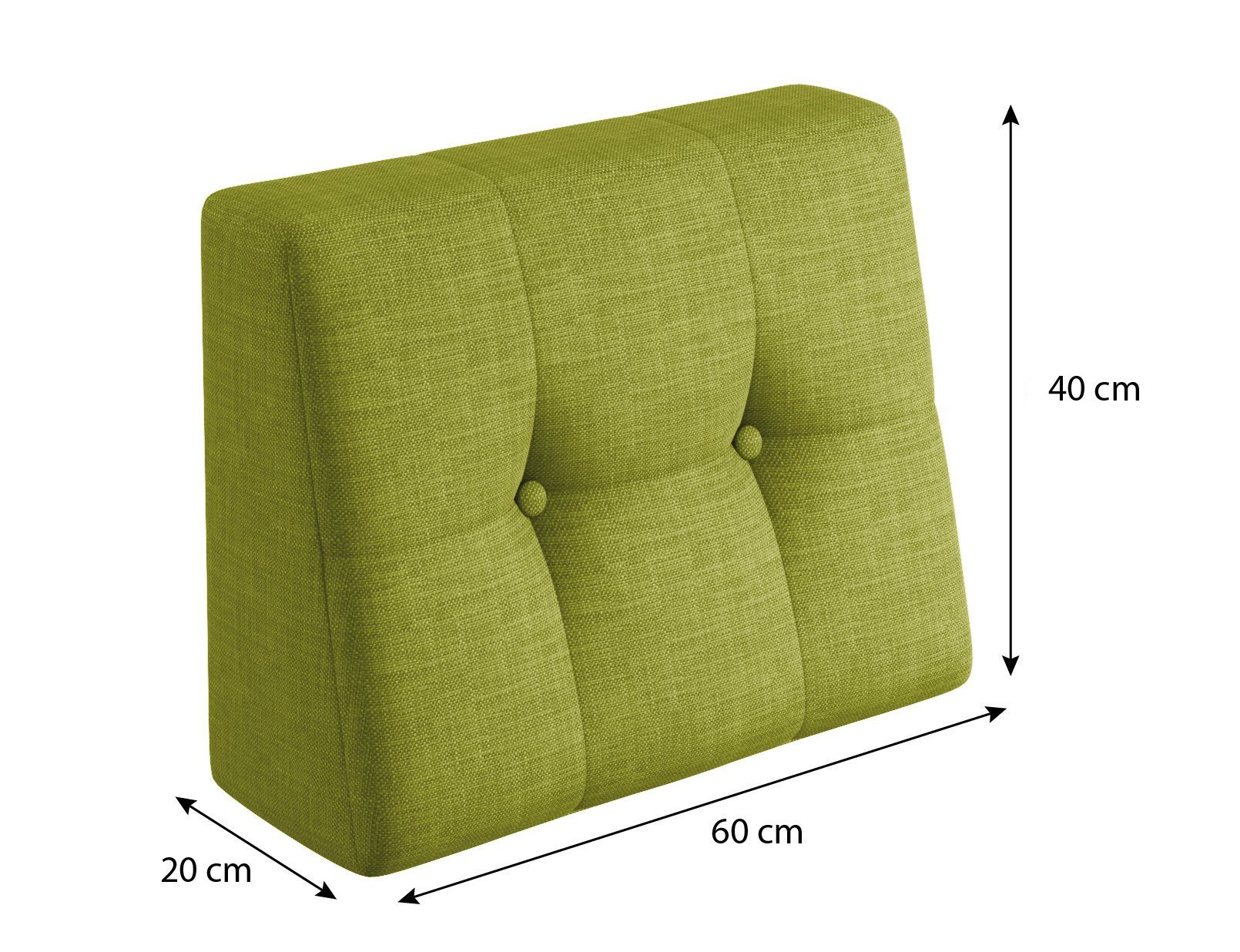 sunnypillow Rückenkissen Palettenkissen gesteppt Seitenkissen 60x40x20/10cm, Grün