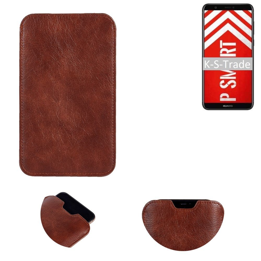 K-S-Trade Handyhülle für Huawei P Smart, Schutzhülle Handyhülle Handytasche Kunstleder Sleeve in braun