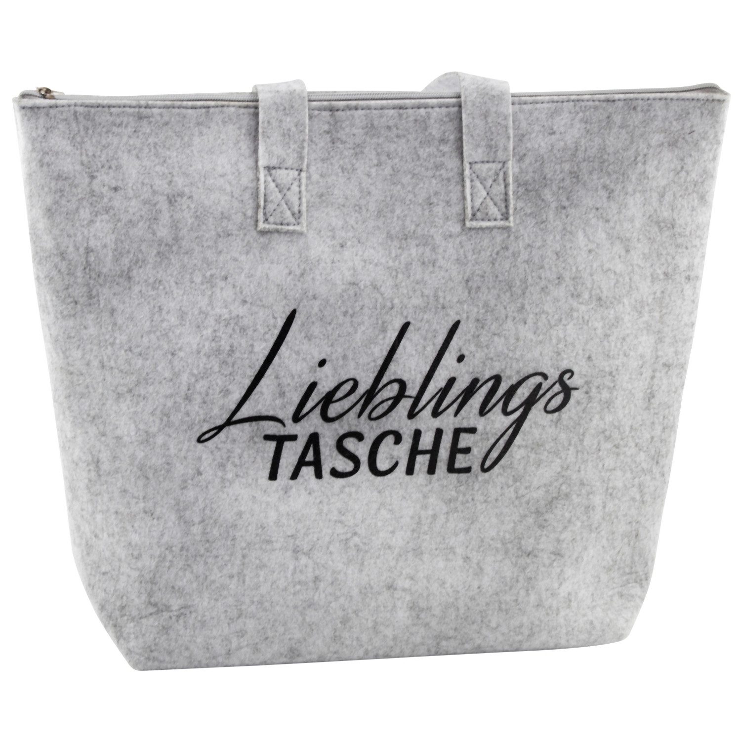 Macosa Home Einkaufsshopper Filztasche Lieblingstasche mit Reißverschluss in Hellgrau 45 cm, Einkaufstasche Alltagstasche Aufbewahrungstasche