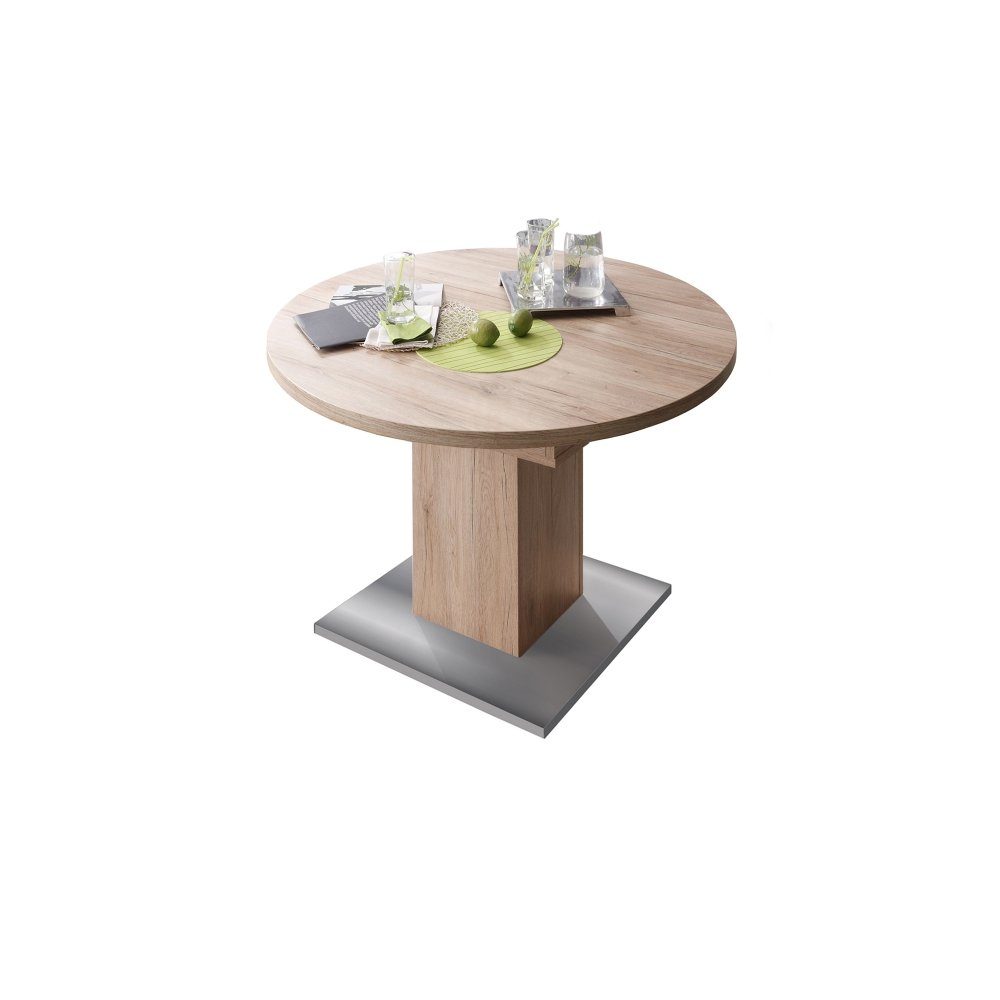 Mäusbacher Esstisch Tisch rund Eiche Sägerau Esszimmertisch Küchentisch Speisezimmer 104 cm ausziehbar | Esstische