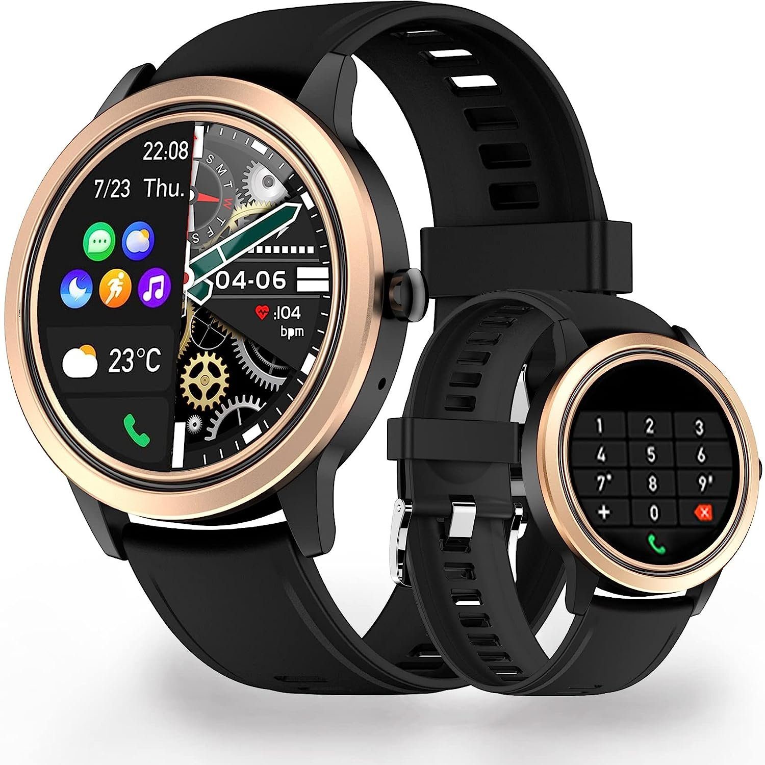 Manike A60 Business Pro Smartwatch (4,3 cm/1,69'' HD Voll Touchscreen Zoll)  Spar - set, Smartwatch mit deutscher Bedienungsanleitung mit Ladekabel,  Herzfrequenzmesser, Analyse von EKG-Daten, Blutdruckmessgerät