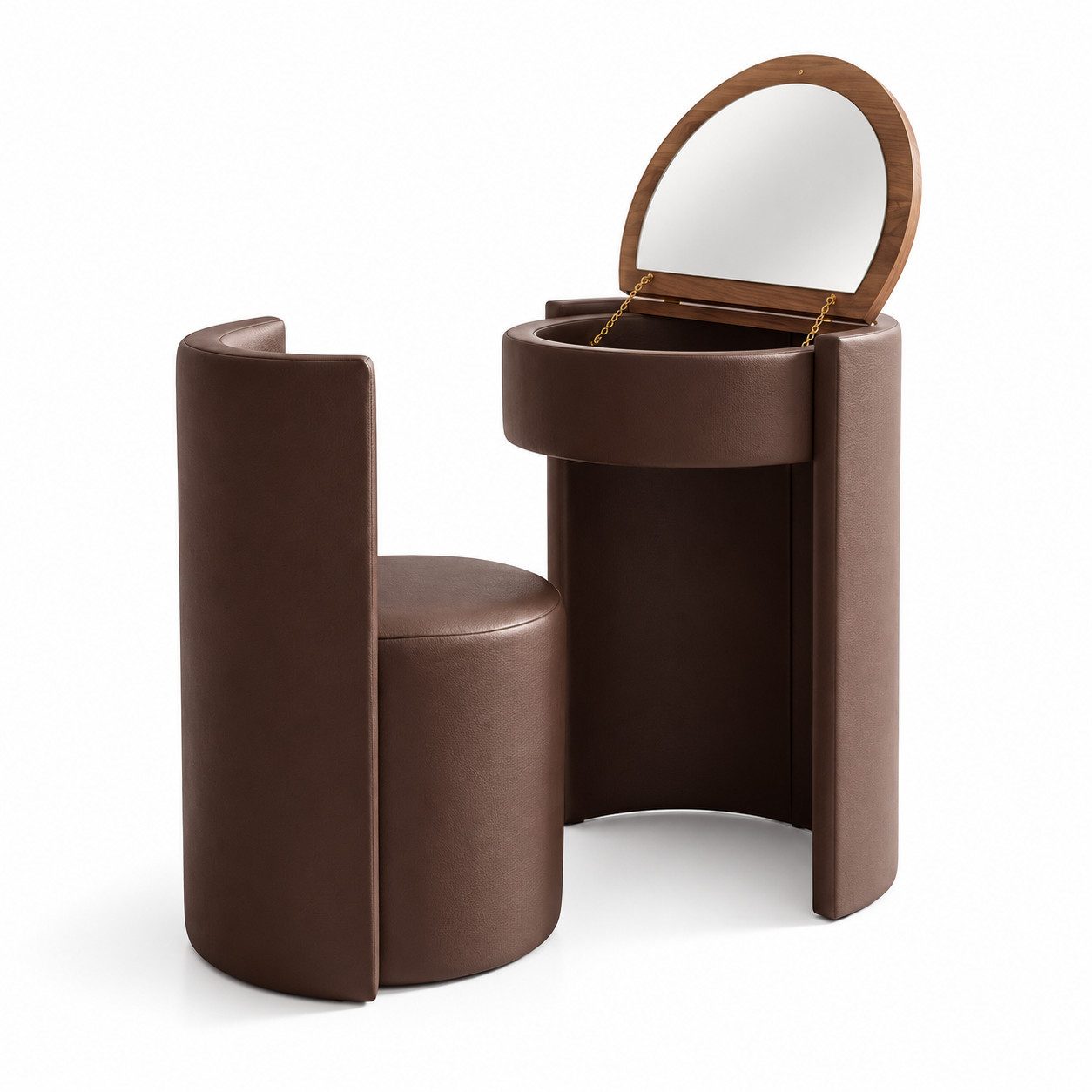 Skye Decor Schminktisch Sedora Minimalist Japandi (Set, 2-St., 2 Teilig Schminktisch mit passendem Stuhl), Kompaktes Design mit integriertem Stauraum und Spiegel