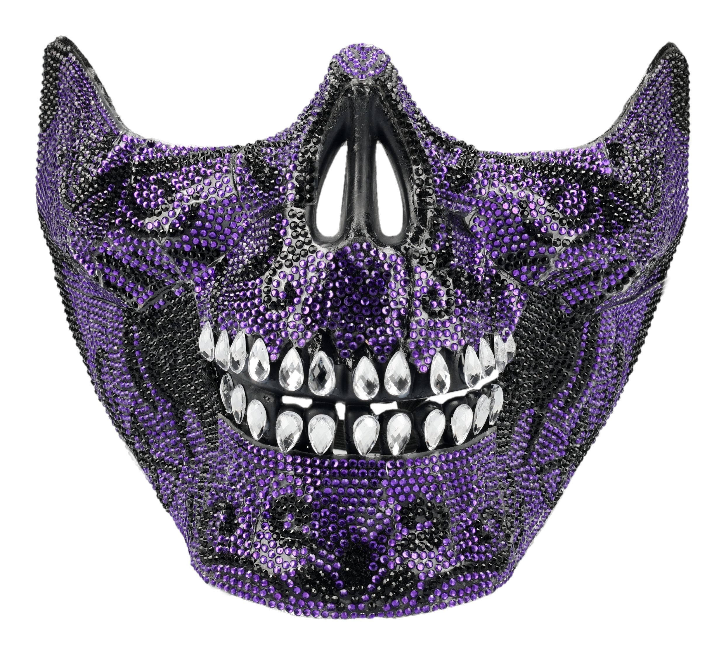 Verkleidungsmaske Totenkopf Maske – Cosplay Halbmaske Gothic Horror Deko Lila 13 cm