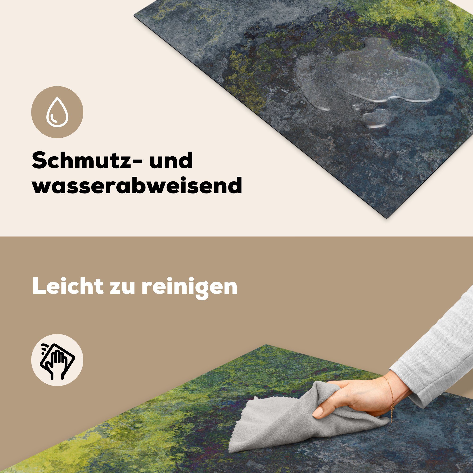 cm, Industrie für, Ceranfeldabdeckung Rost MuchoWow - Induktionskochfeld - die 81x52 (1 Herdblende-/Abdeckplatte Induktionsschutz - Schutz Vinyl, für - Beton tlg), Abdeckplatte küche,