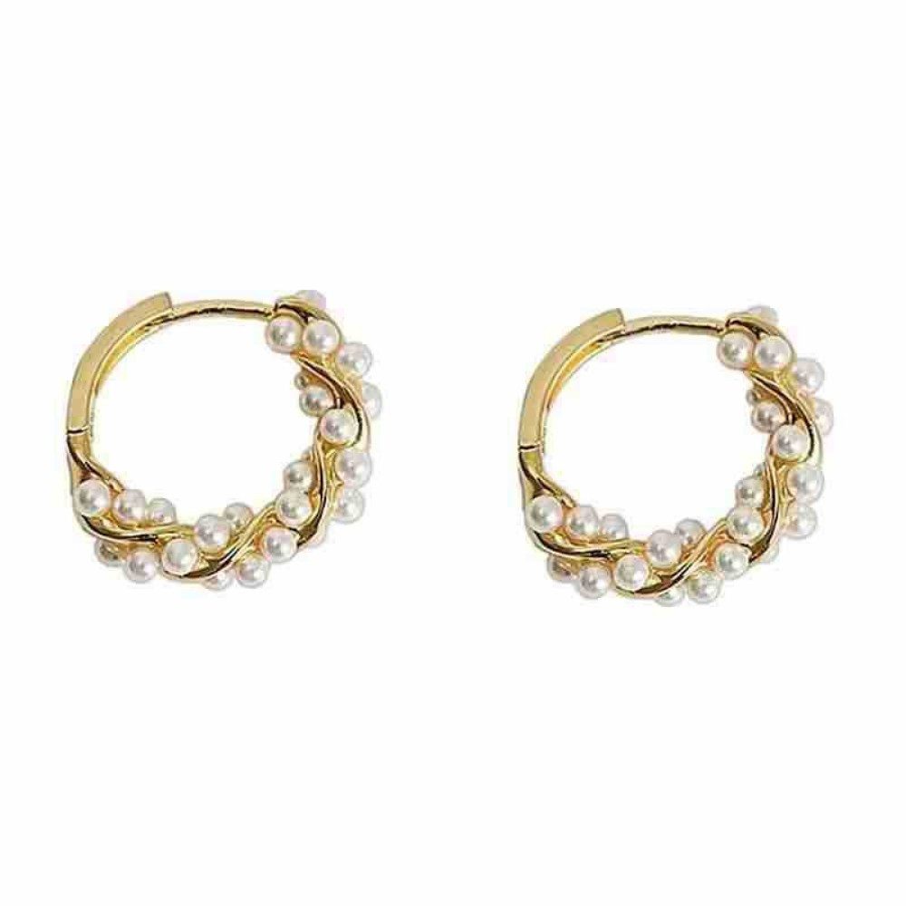 POPOLIC Perlenohrringe Sterling Silber Perlen Twist Creolen Ohrringe für Fr günstig online kaufen