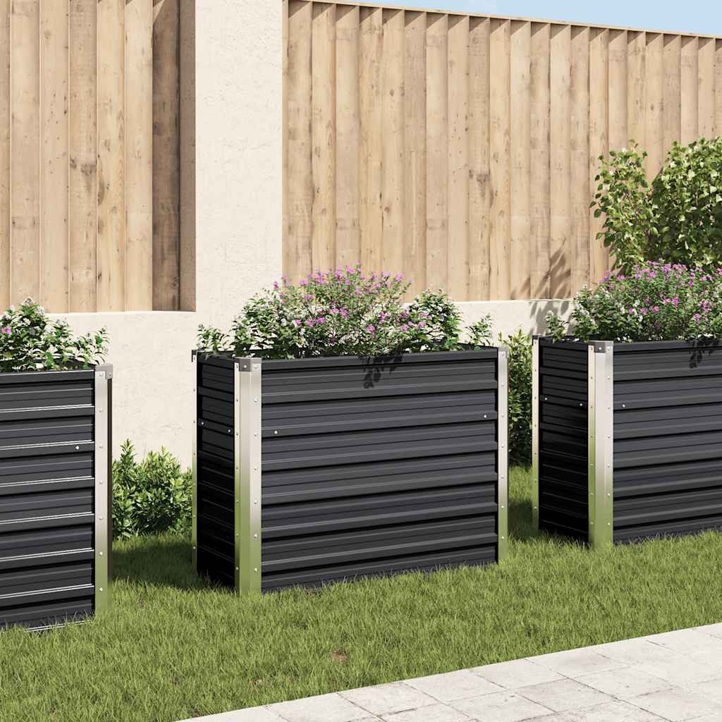 furnicato Hochbeet Garten-aus verzinktem Stahl 100 x 40 x 77 cm anthrazit, Witterungsbeständiges Gemüsebeet mit Drainage für den Garten