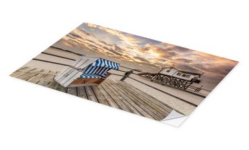 Posterlounge Wandfolie Dennis Stracke, Morgens am Nordsee Strand von Sankt Peter-Ording, Badezimmer Maritim Fotografie