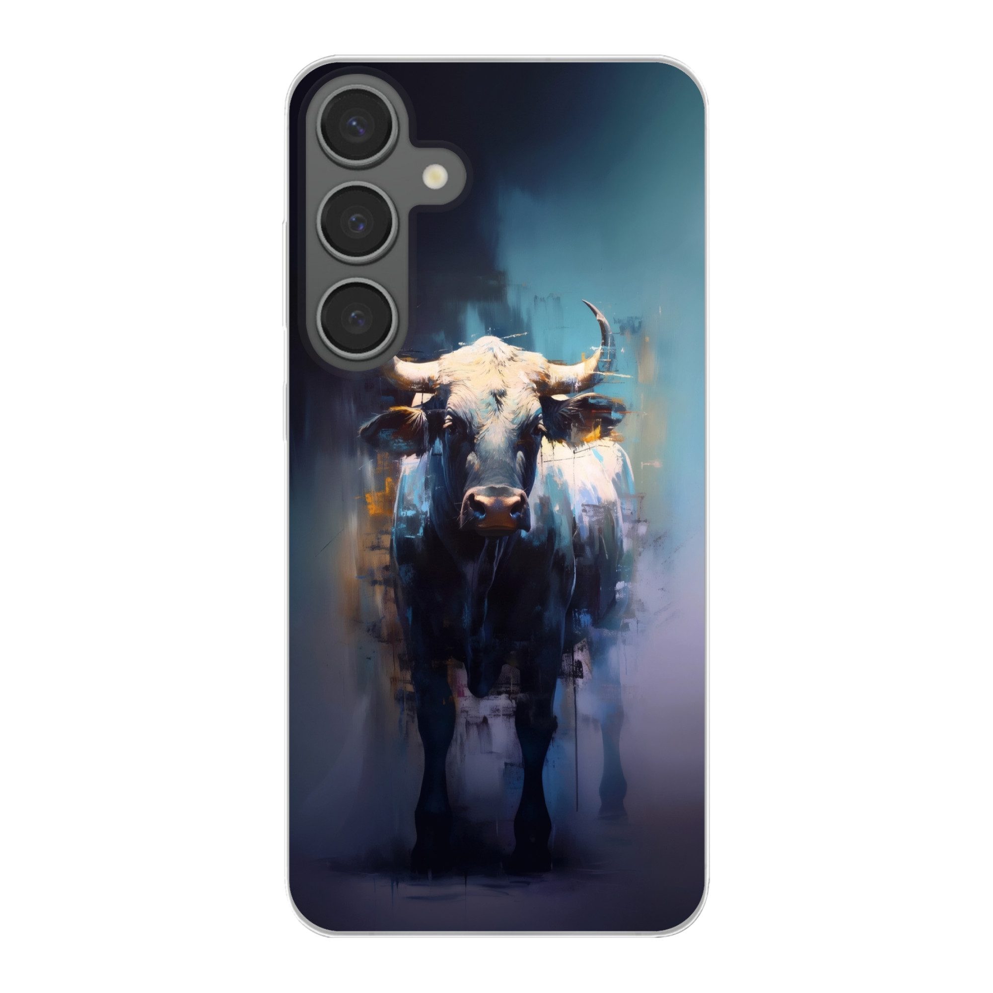 MuchoWow Handyhülle für Samsung Galaxy S24 Plus Taurus - Schwarz - Abstrakt - Hörner, Phone Case, Silikon, Schutzhülle Dünn