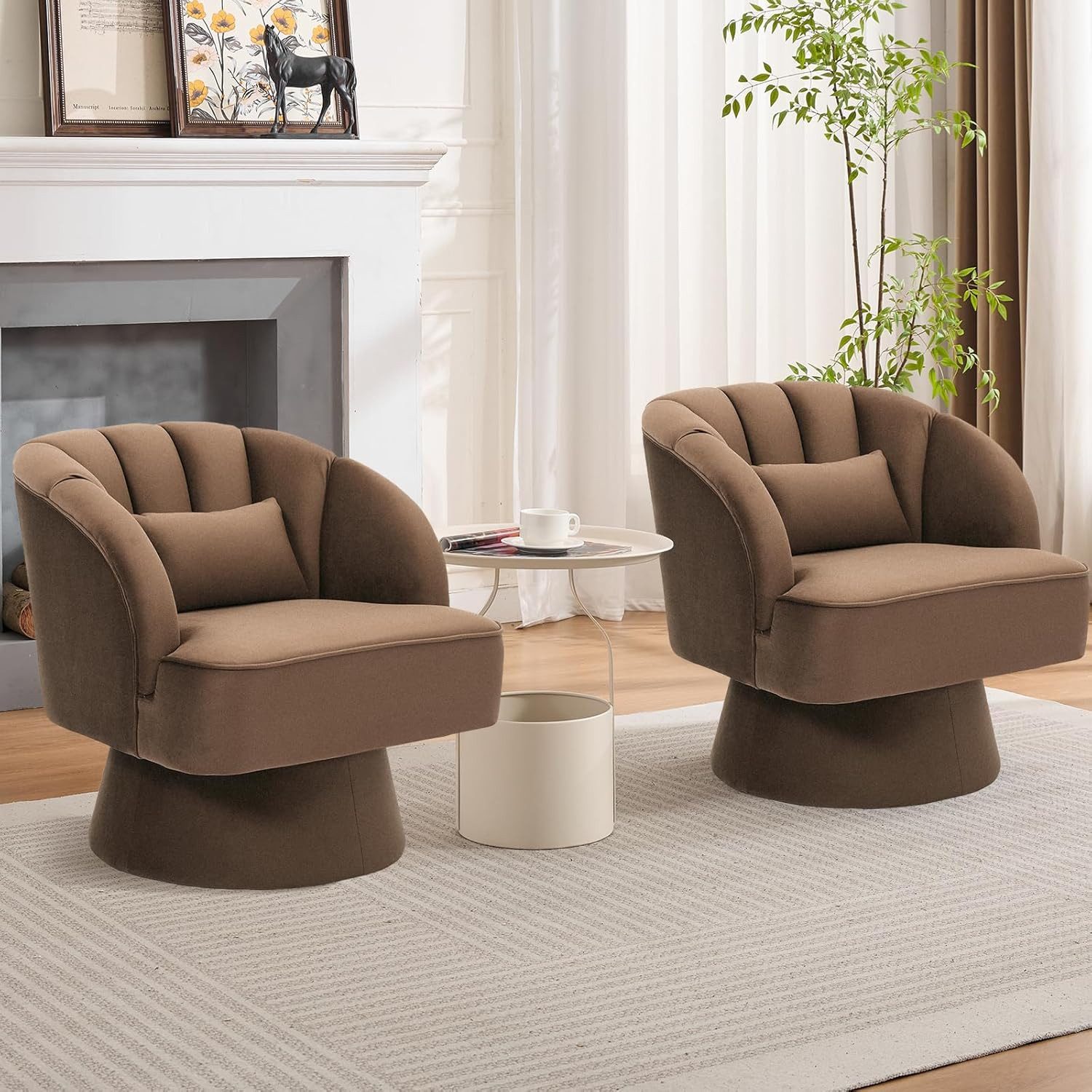 GarveeMore Sessel Sessel mit 360 Grad drehbare Kuscheltonnen-Akzentsofasessel, Samtbezug,Armlehnensessel,Polstersessel,Akzentstul – Bild 5 von 5