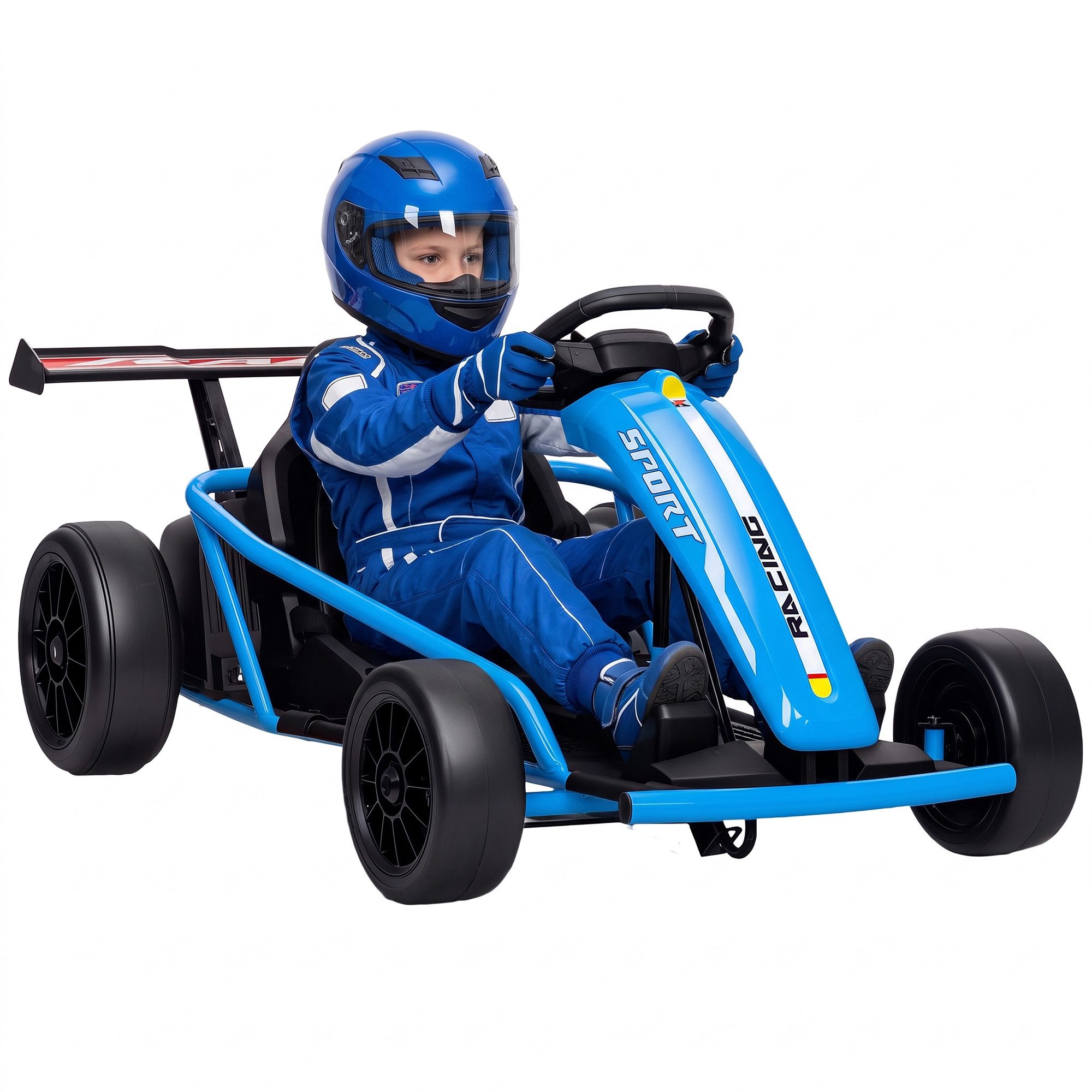 AIYAPLAY Elektro-Kinderauto Kinder Elektro Gokart 24V 6-13km/h Drift Kart mit 2 Motorn, Belastbarkeit 70 kg, (1-tlg), für 8-12 Jahre Kinder, Blau