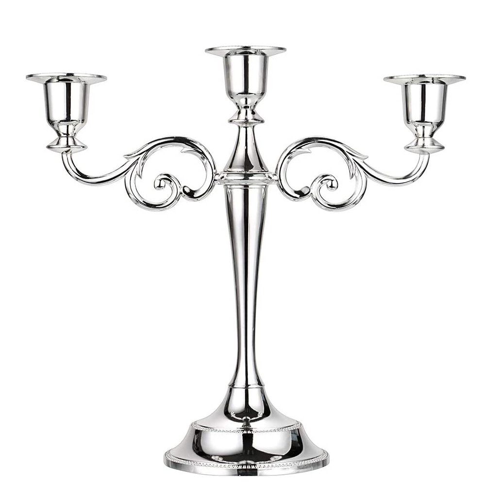 SCRTD Kerzenhalter 3-Arm-Kerzenhalter, Vintage-Kerzenhalter, Metall-Kerzenhalter, Erntedank, Wohnzimmer,Heimdekoration Silber