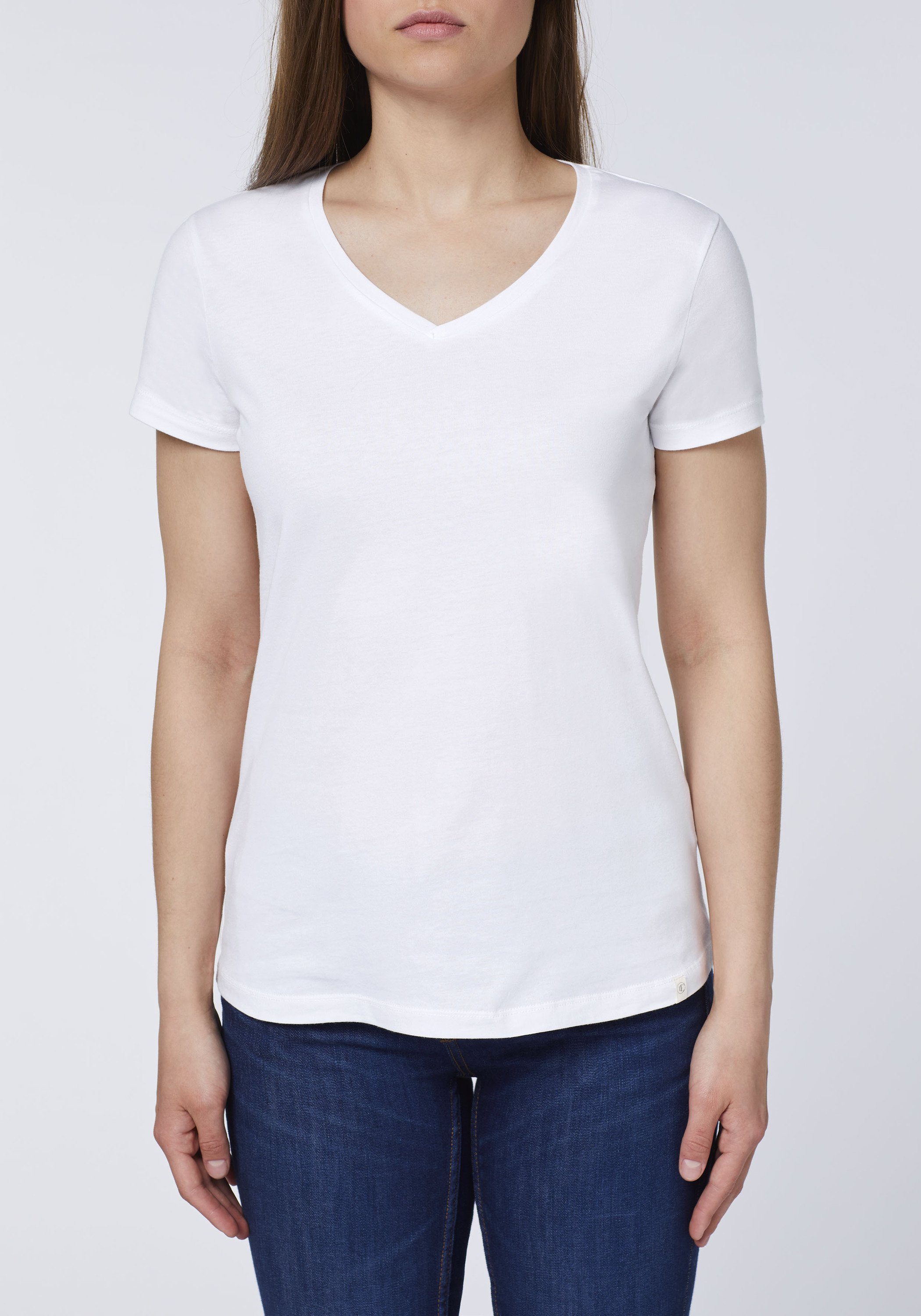 Detto Fatto T-Shirt im femininen 10 V-Neck-Design White