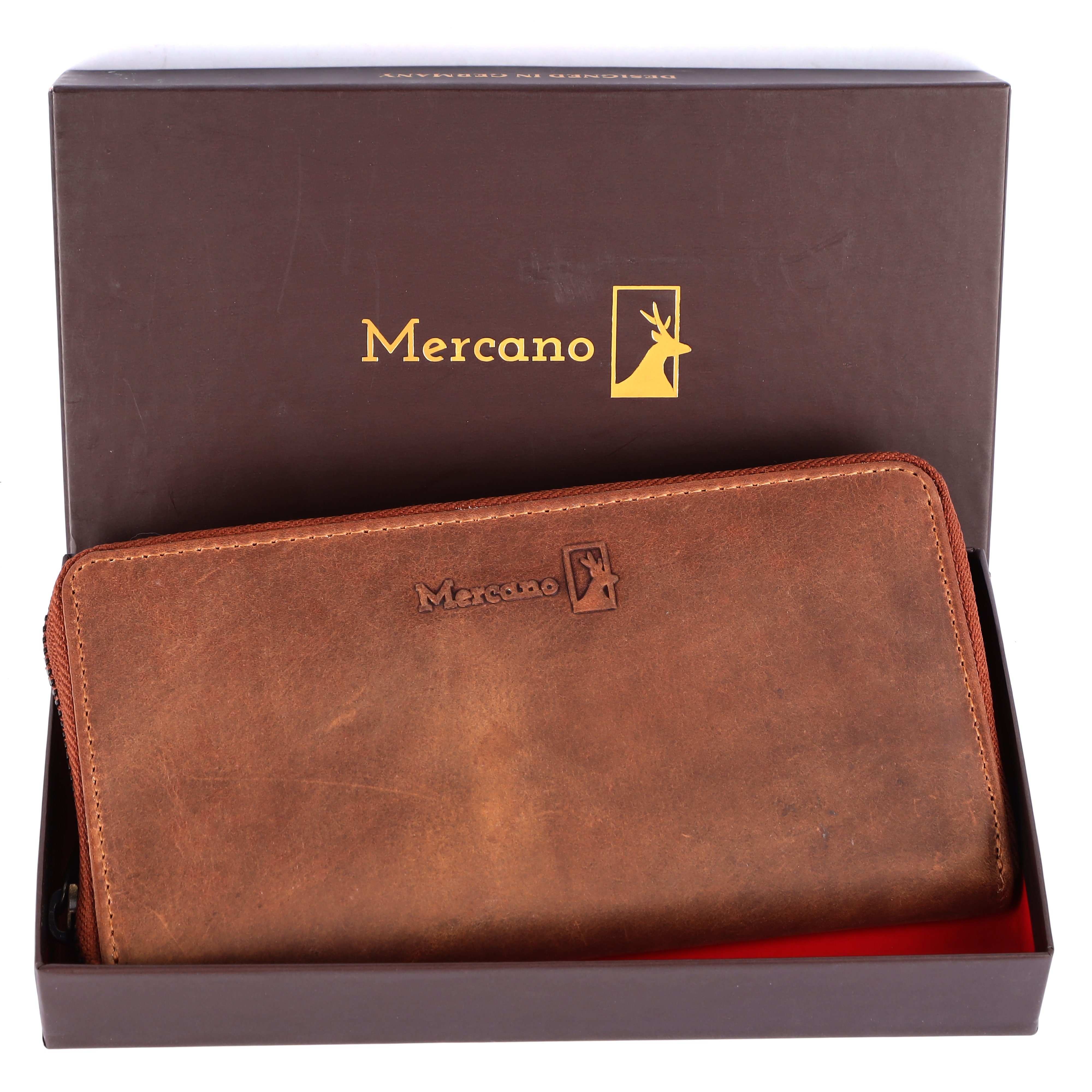 Damen, Vintage Geldbörse integrierter aus RFID-Schutz Leder, Mercano Geschenkbox 100% inkl. & für