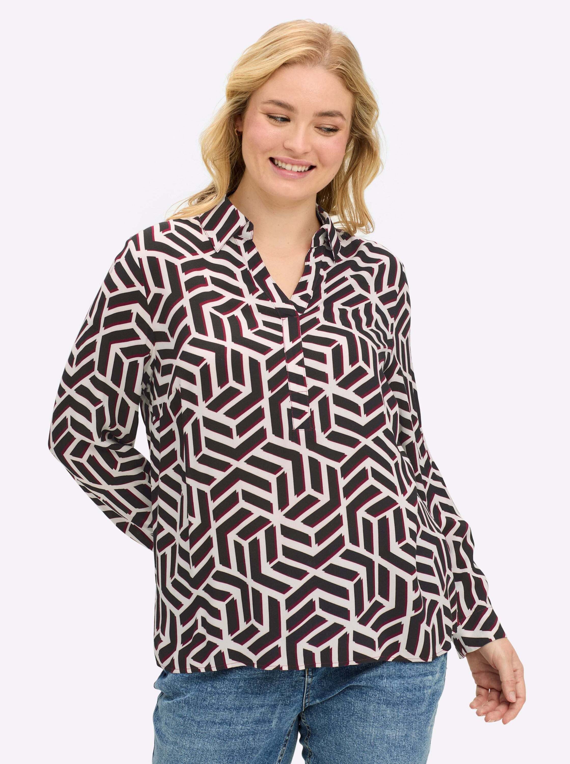 Sheego Klassische Bluse Tunika Langarm günstig online kaufen