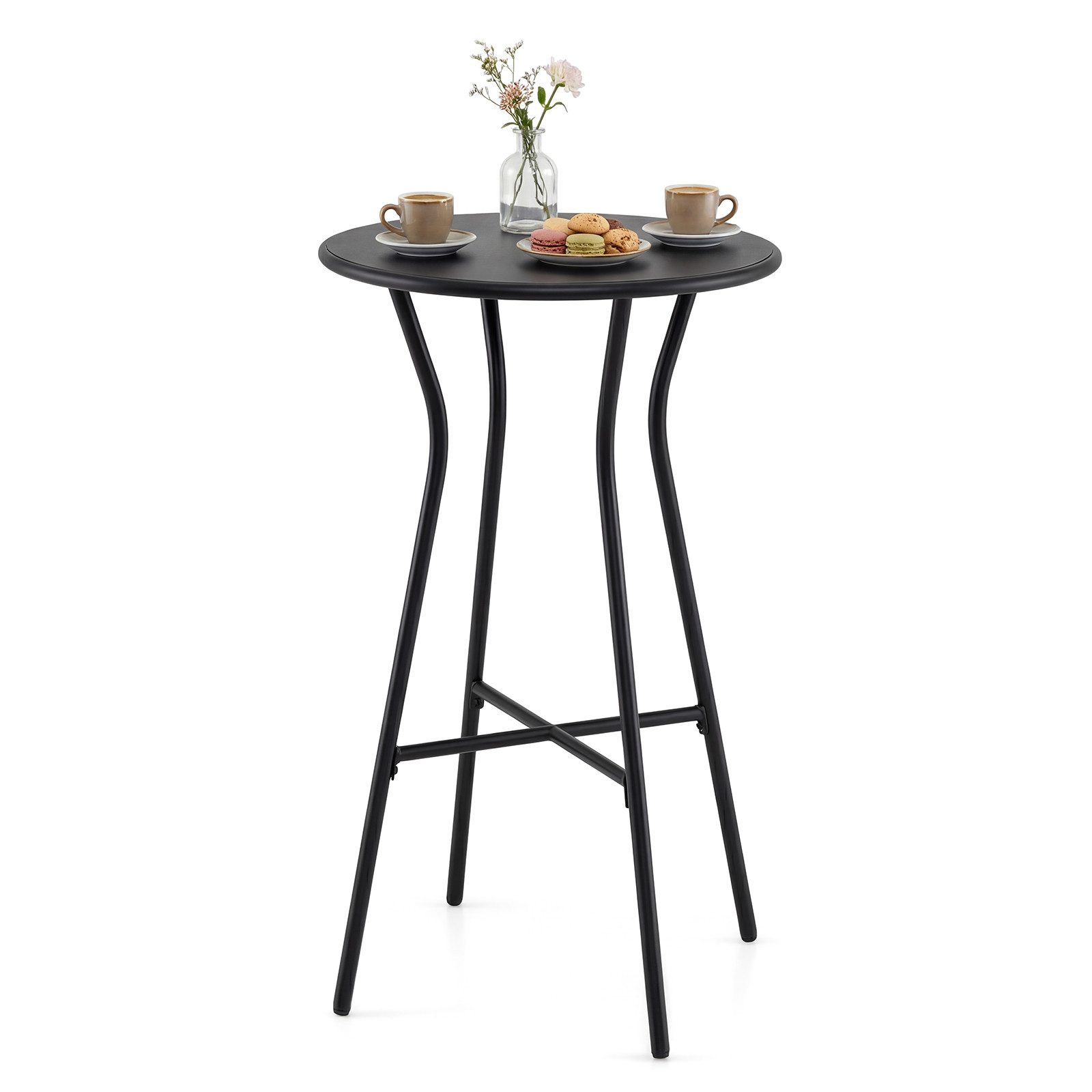 COSTWAY Bartisch, runder Bistrotisch mit verstellbaren Füßen, Metall, Garten