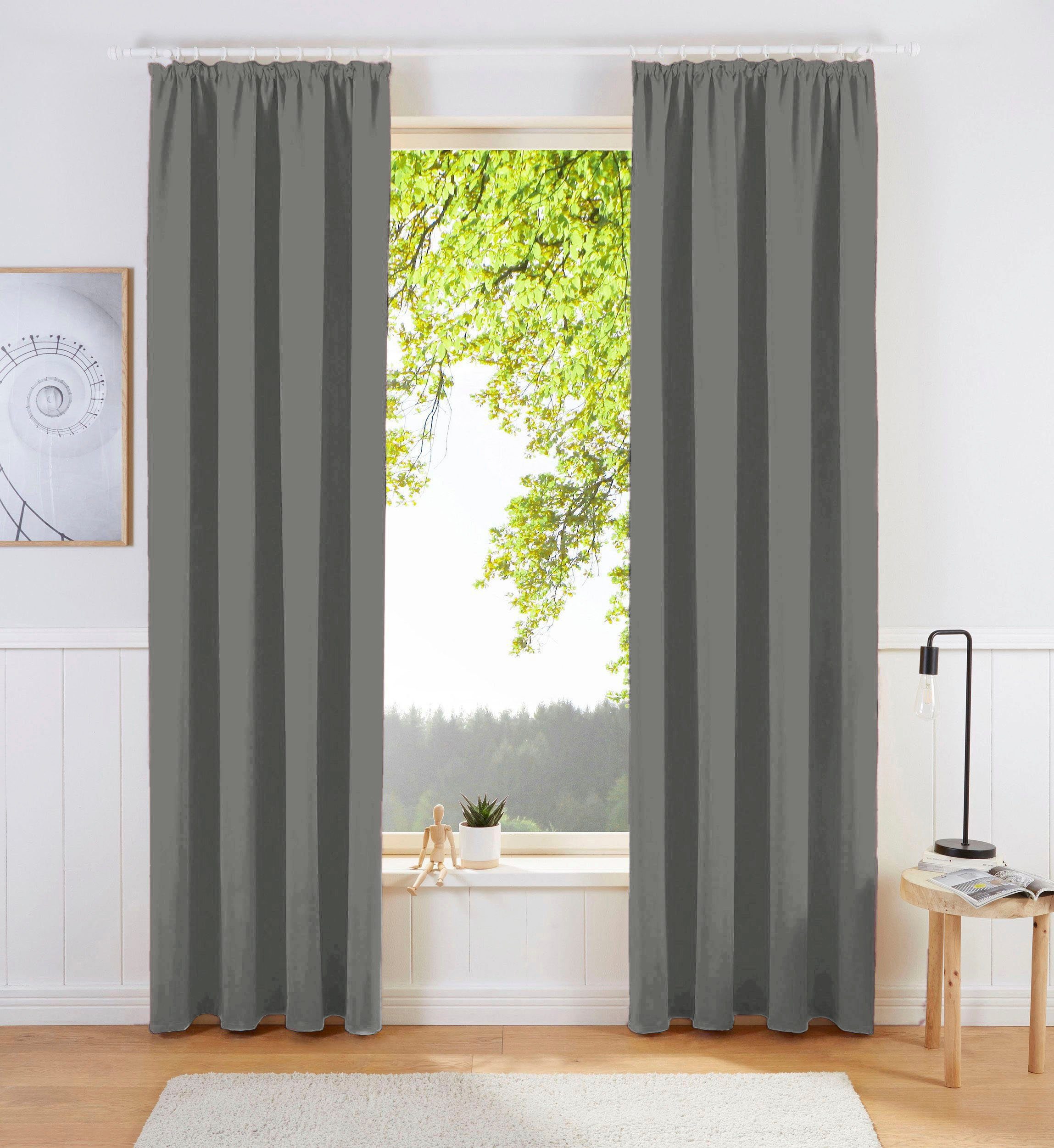 OTTO home Vorhang SOLA, Kräuselband, 1& 2er Pack, blickdicht/verdunkelnd, Topseller! (1 St), Kräuselband, verdunkelnd, Polyester, Breite:130 cm, 1 Schal, einfarbig, Verdunkelung