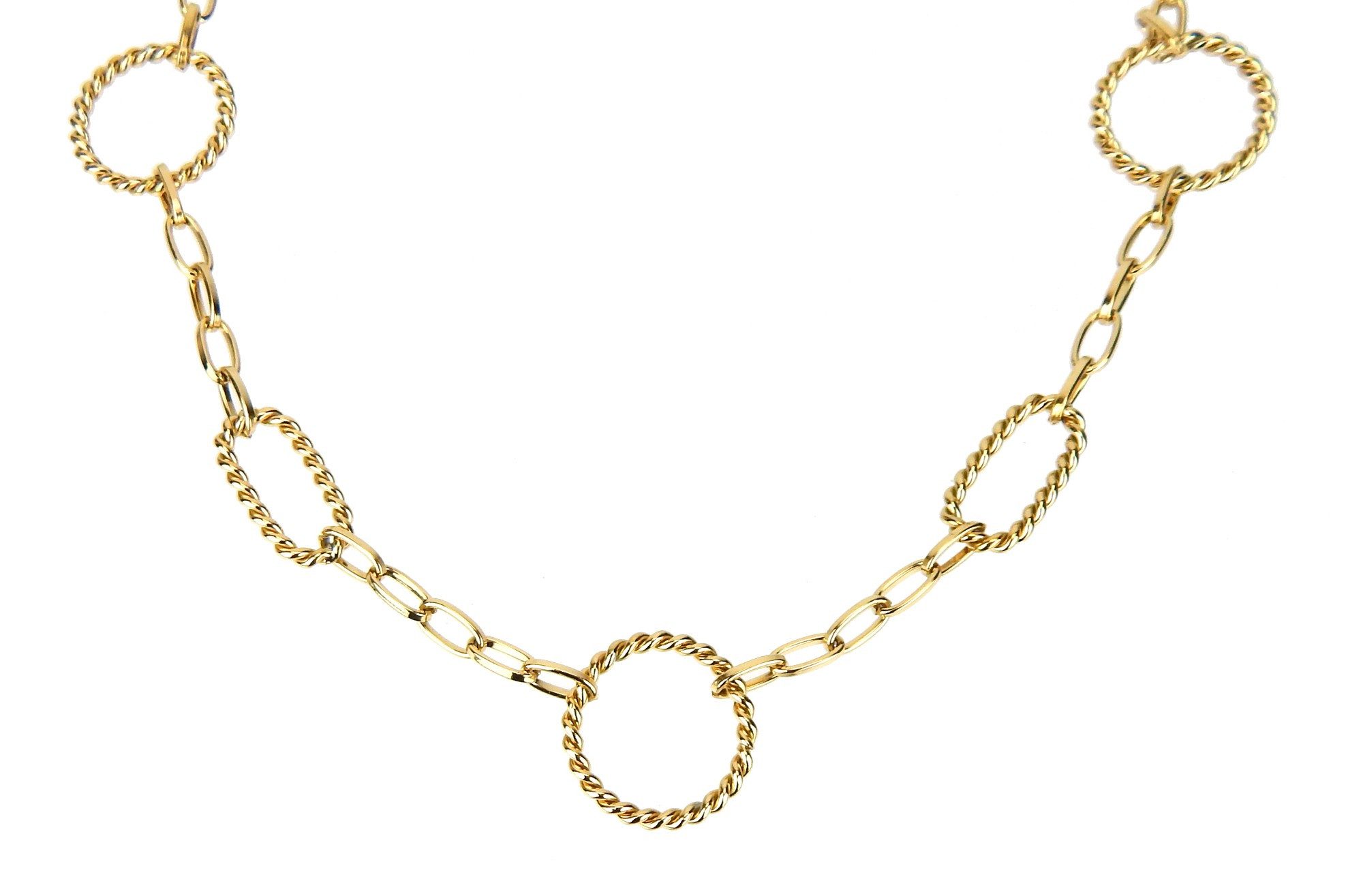 Ella Jonte Gliederkette, gold - Ringe aus Edelstahl – verstellbare Halskette 51 - 56 cm