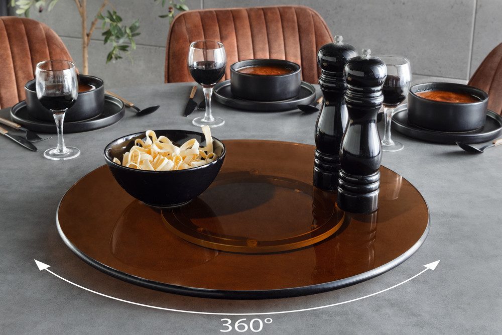 riess-ambiente Dekoteller 50cm bernstein – Glas, rund, 360° drehbar, Lazy Susan-Servierplatte (Einzelartikel, 1 St), Drehteller für Tisch & Dekoration – ideal für Ess- oder Wohnbereiche